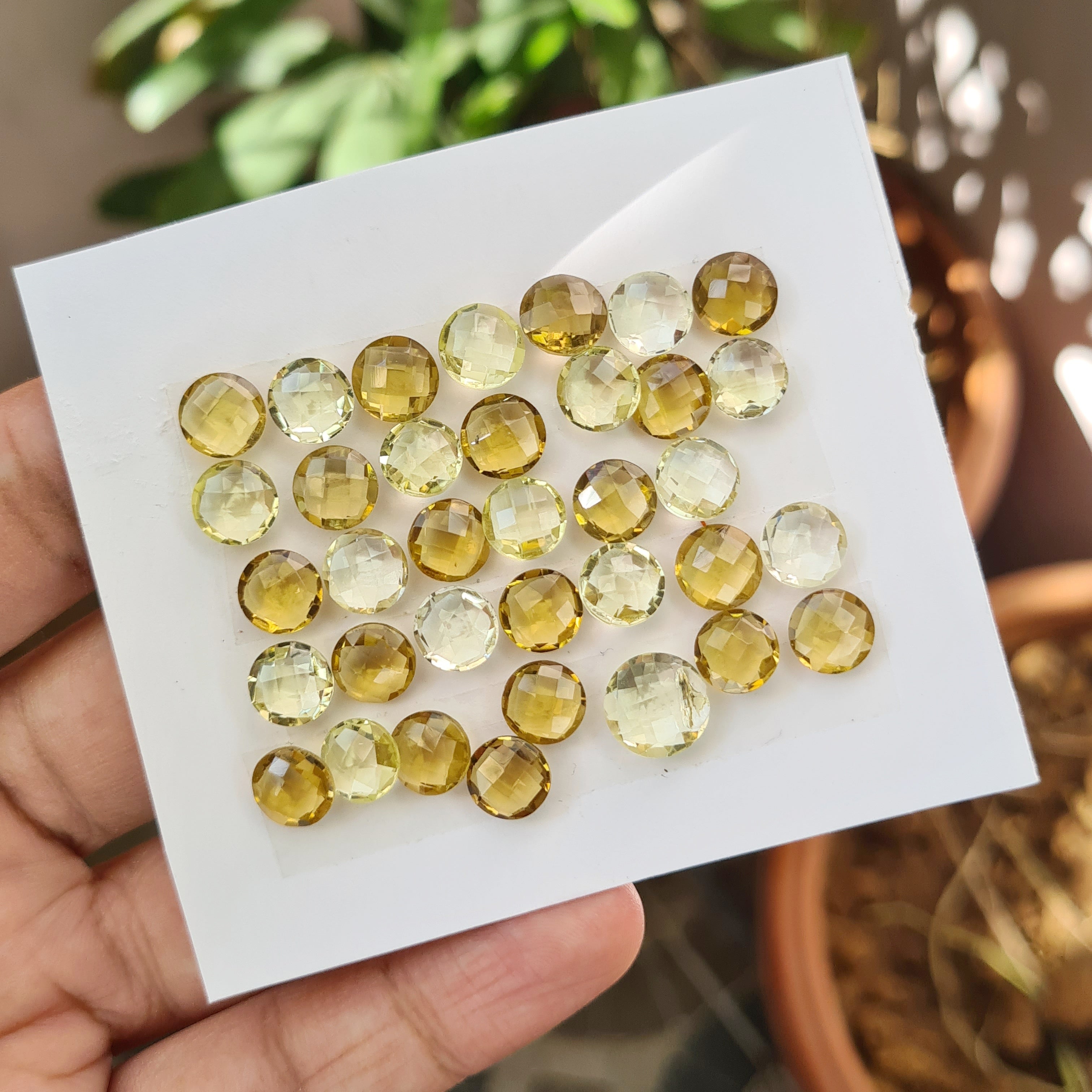 35 Pcs Natural Lemon Quartz Rose Cut Gemstones Round Shape Size: 8mm to 10mm - The LabradoriteKing