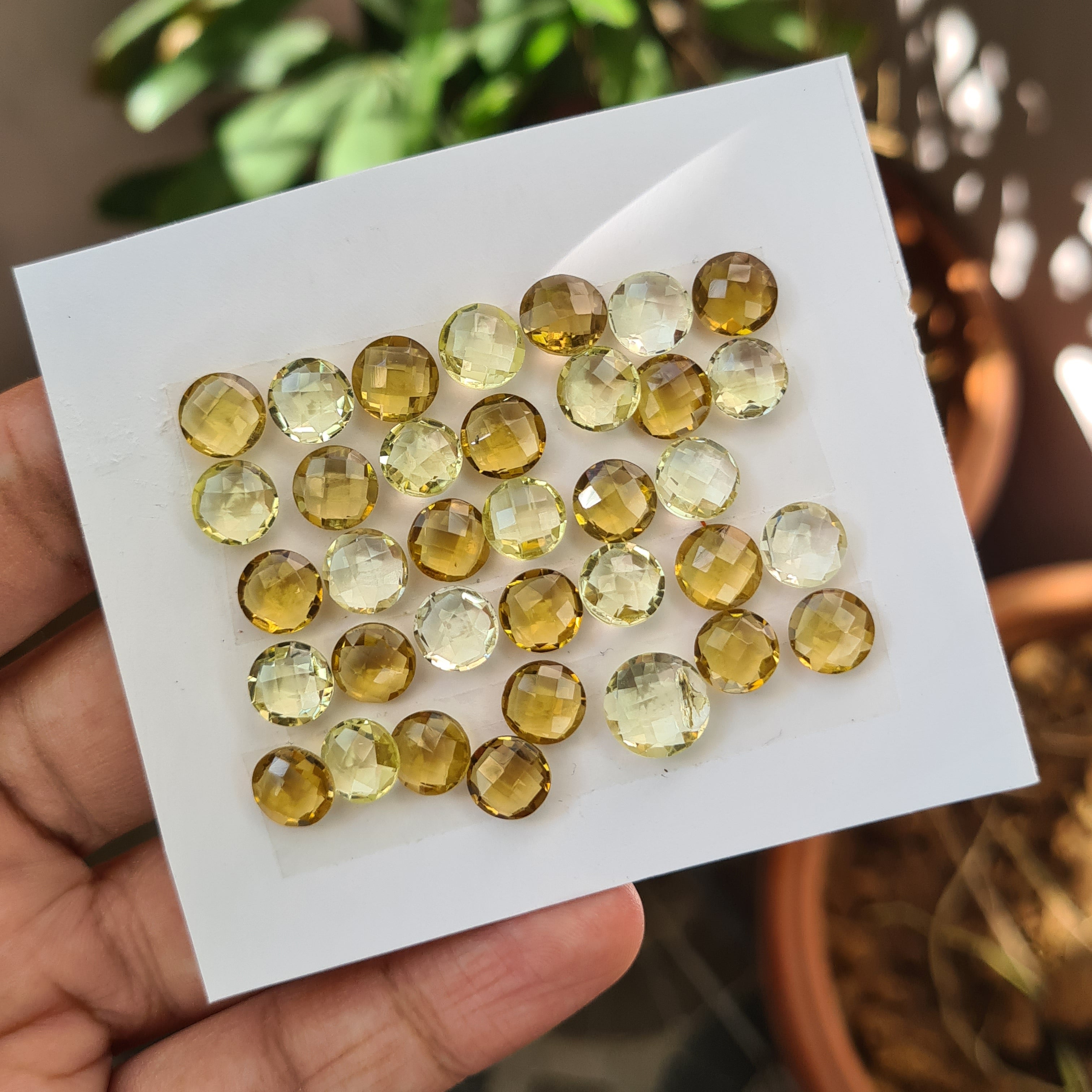 35 Pcs Natural Lemon Quartz Rose Cut Gemstones Round Shape Size: 8mm to 10mm - The LabradoriteKing