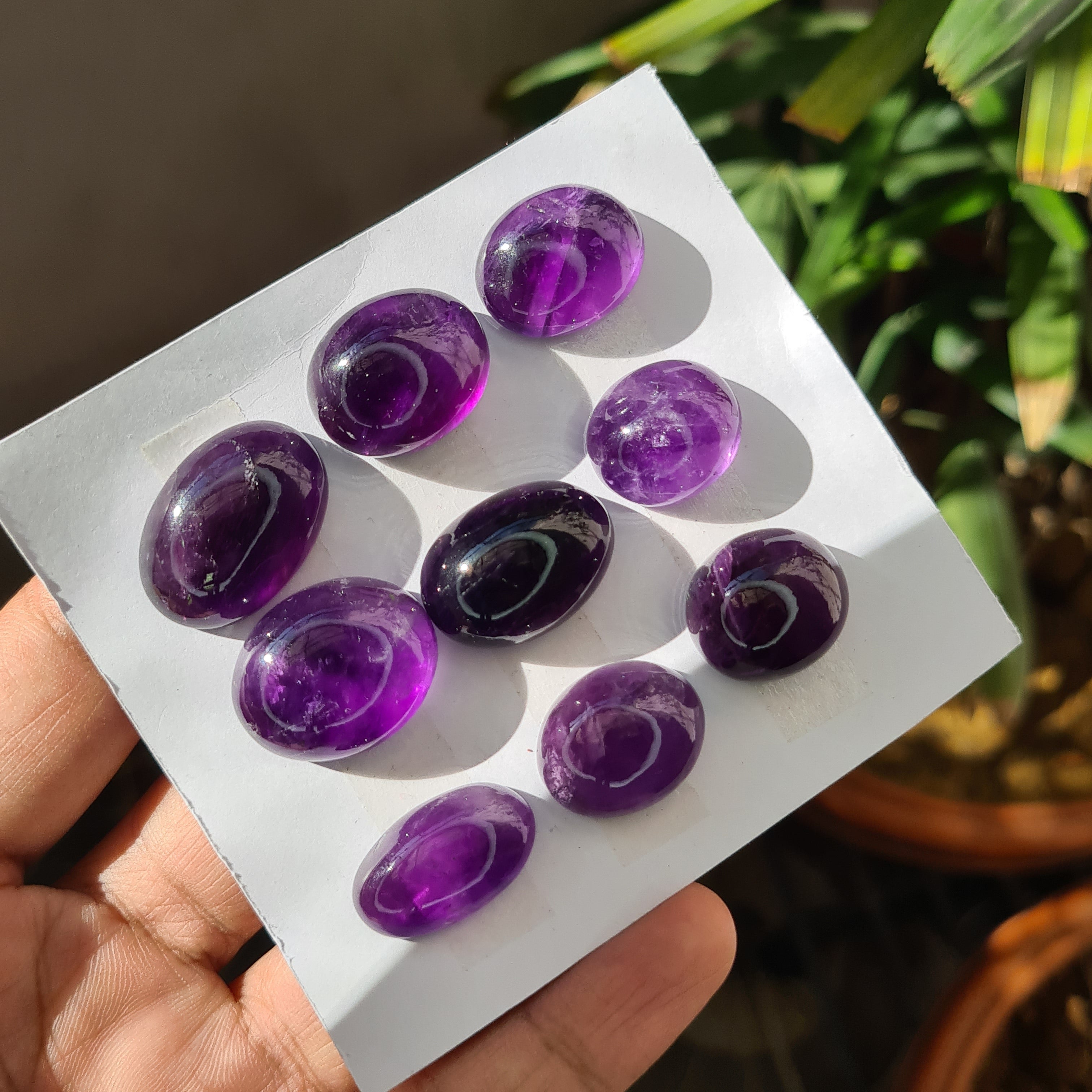 9 Pcs Natural Amethyst Cabochon Gemstones | Oval Shape, 19-26mm Size, - The LabradoriteKing