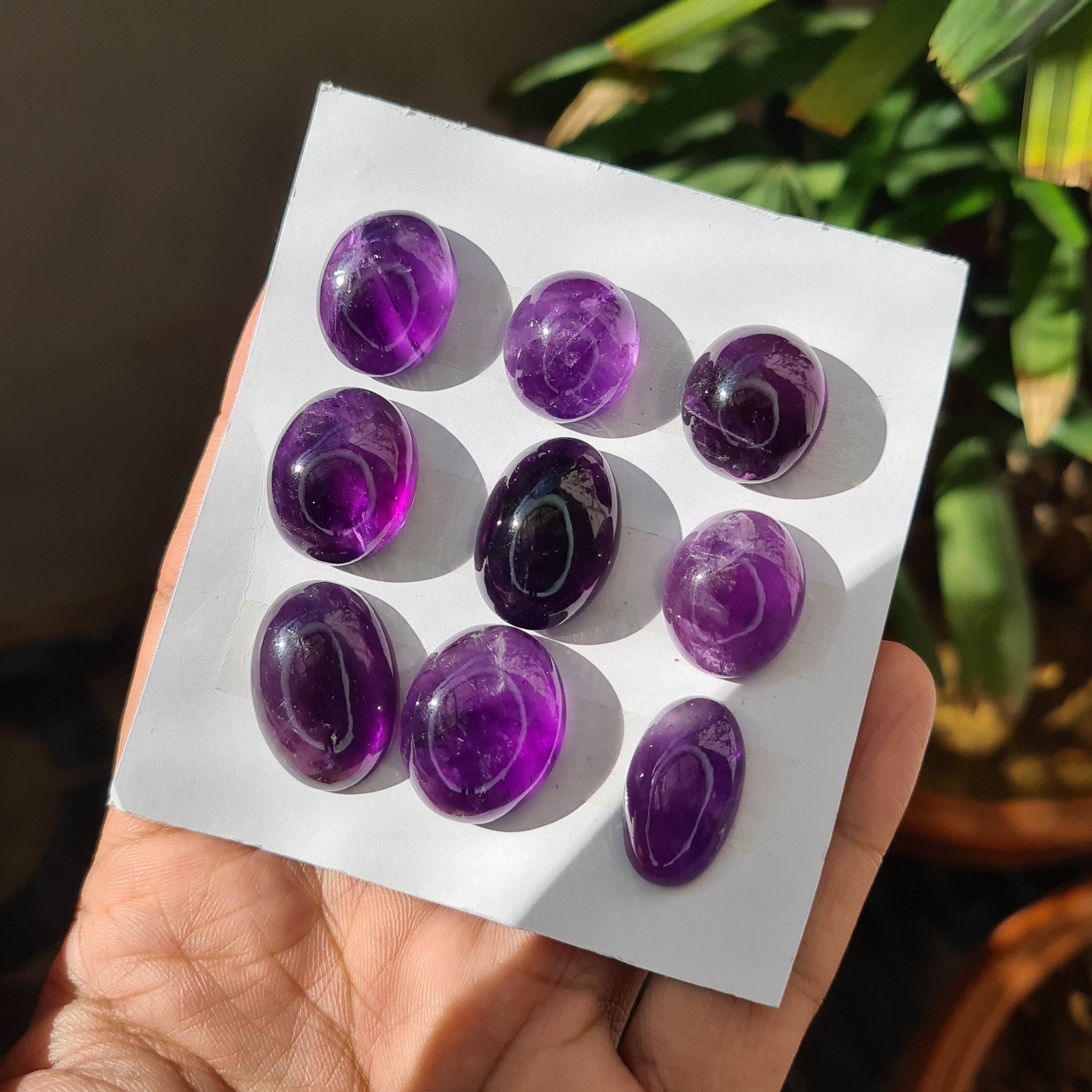 9 Pcs Natural Amethyst Cabochon Gemstones | Oval Shape, 19-26mm Size, - The LabradoriteKing