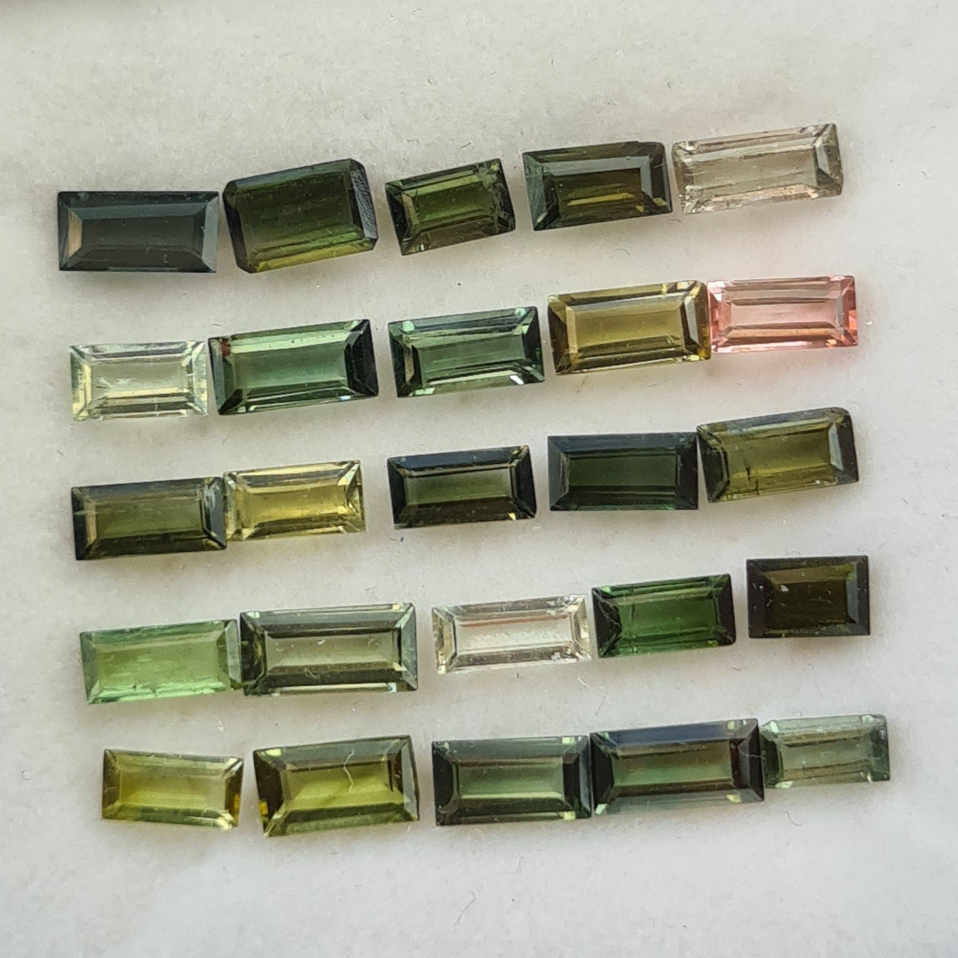 25 Pcs Natural Multi Tourmaline Faceted Gemstones Baguette Shape, 5-7mm - The LabradoriteKing