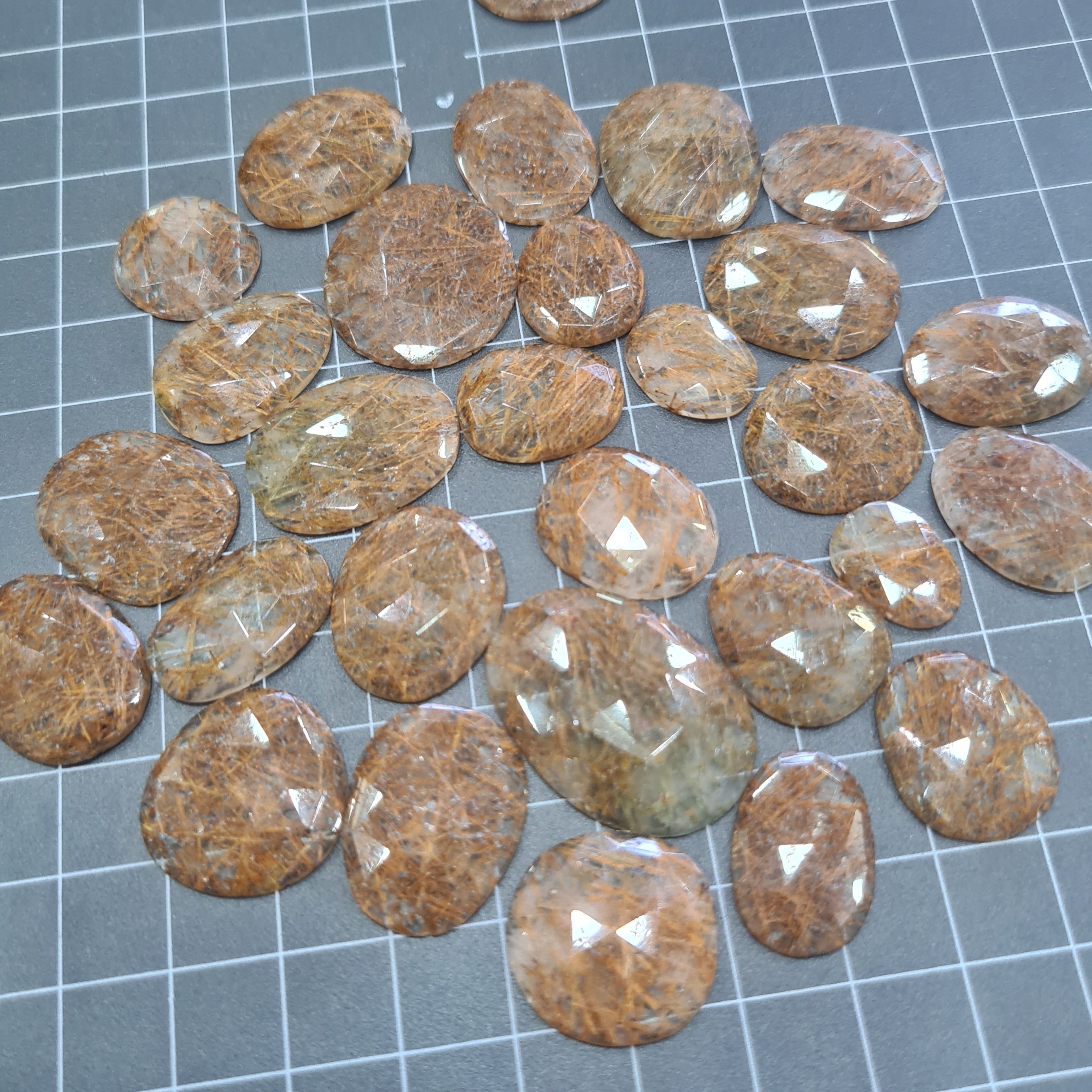 12 Pcs Natural Copper Rutile Quartz Rosecut Gemstone - The LabradoriteKing