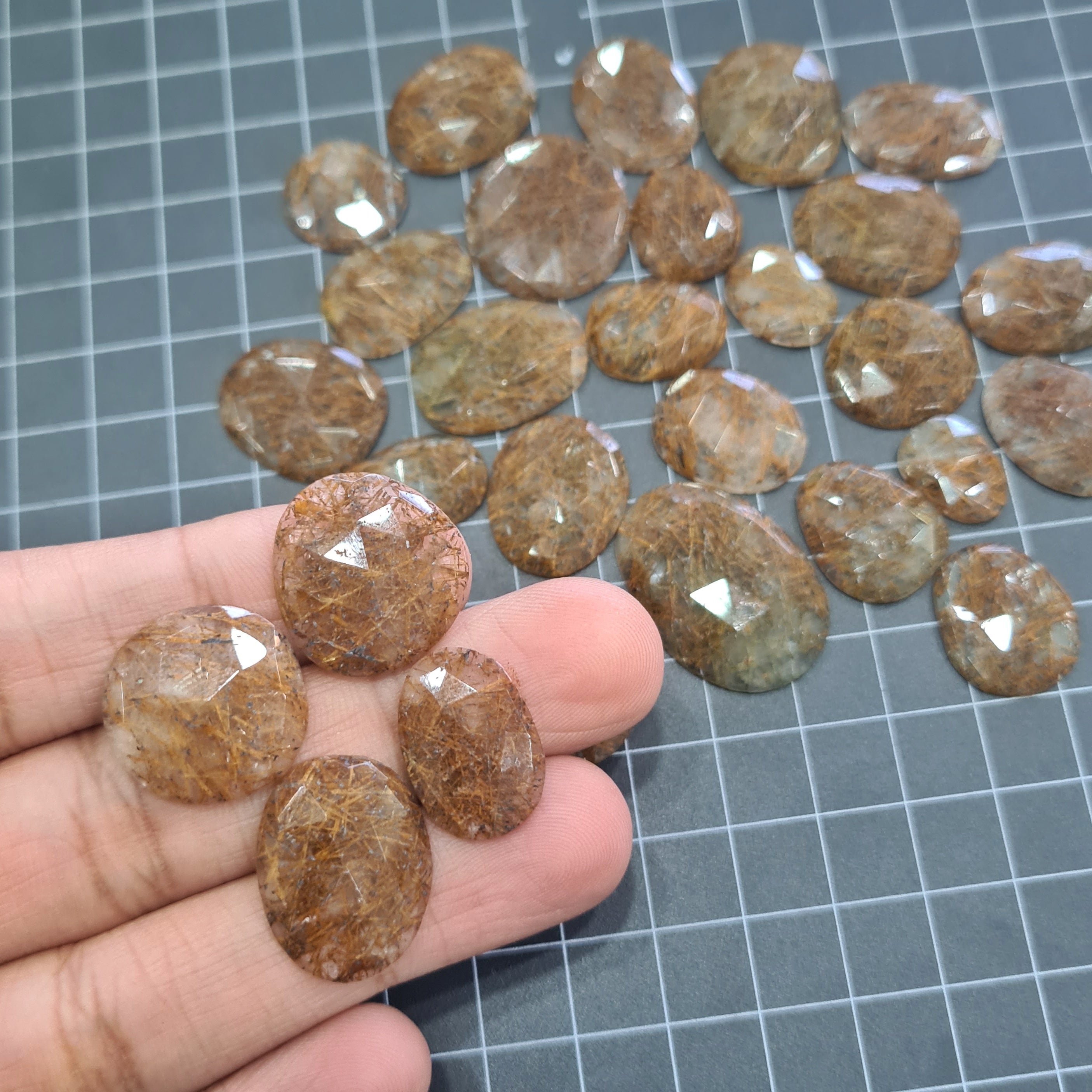 12 Pcs Natural Copper Rutile Quartz Rosecut Gemstone - The LabradoriteKing