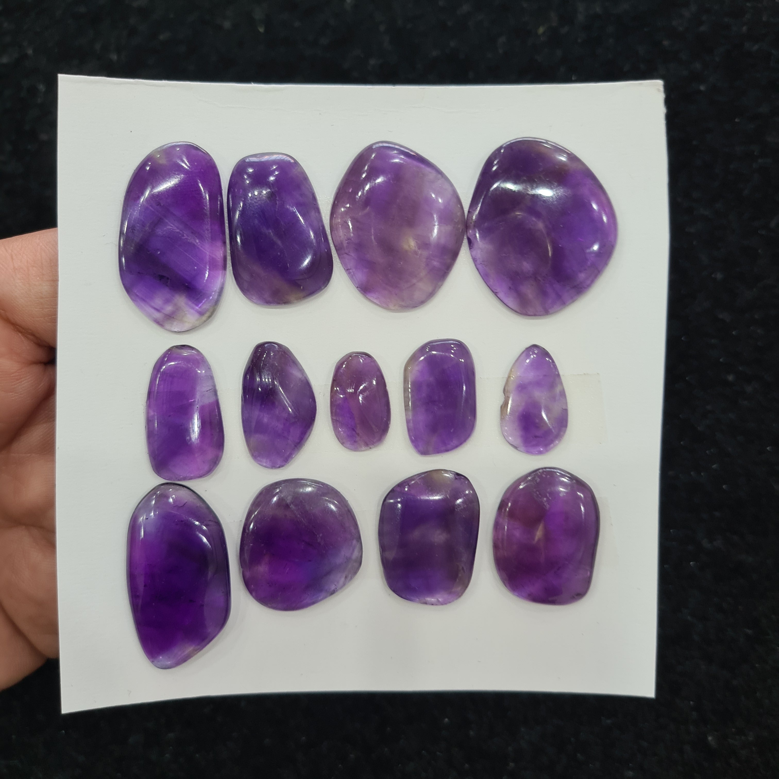 1 Card Natural Amethyst Cabochon Gemstone Uncut Shape , Size: 11-28mm - The LabradoriteKing