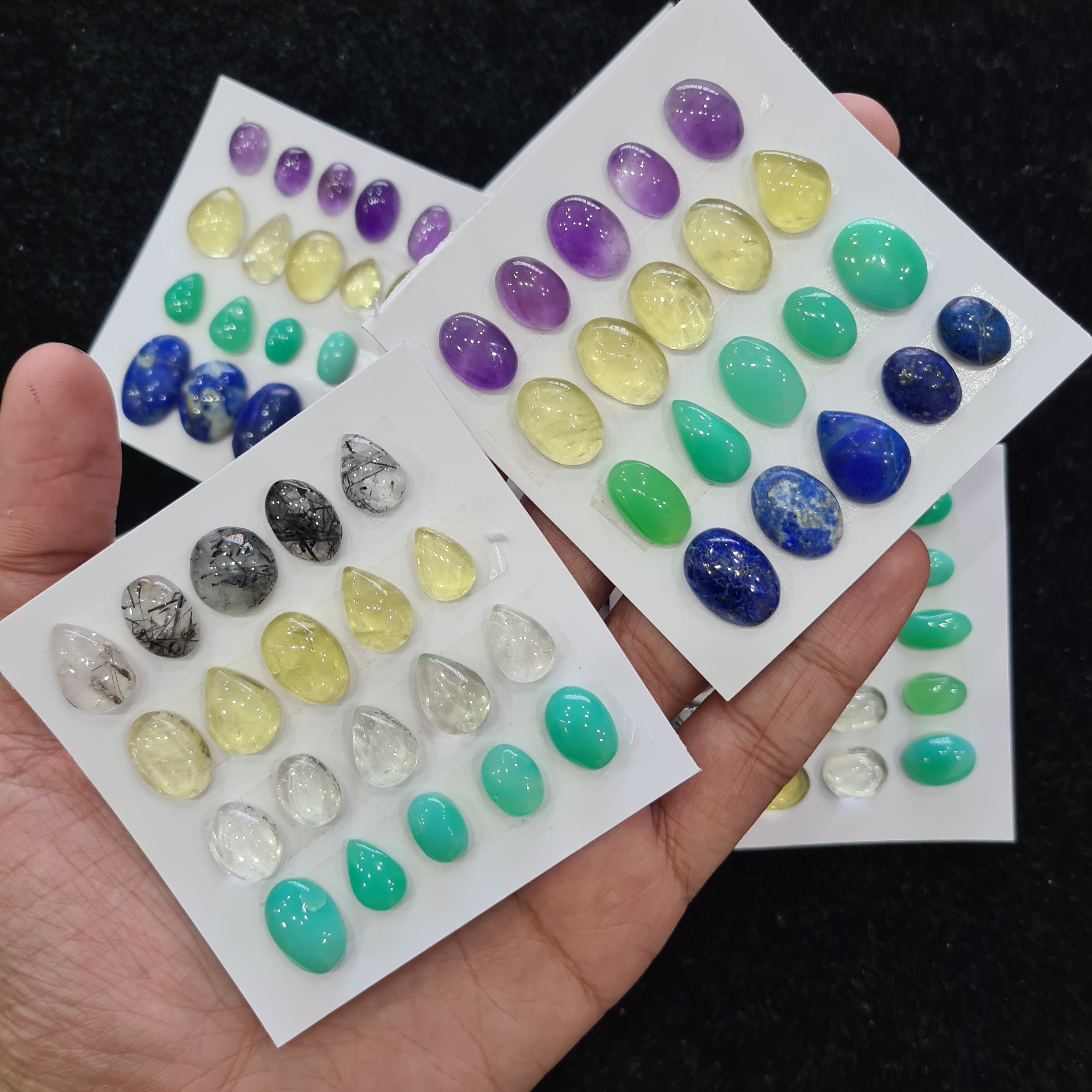 1 Card Natural Multi Quartz Cabochon Gemstone Mix Shape , Size: 11-16mm - The LabradoriteKing