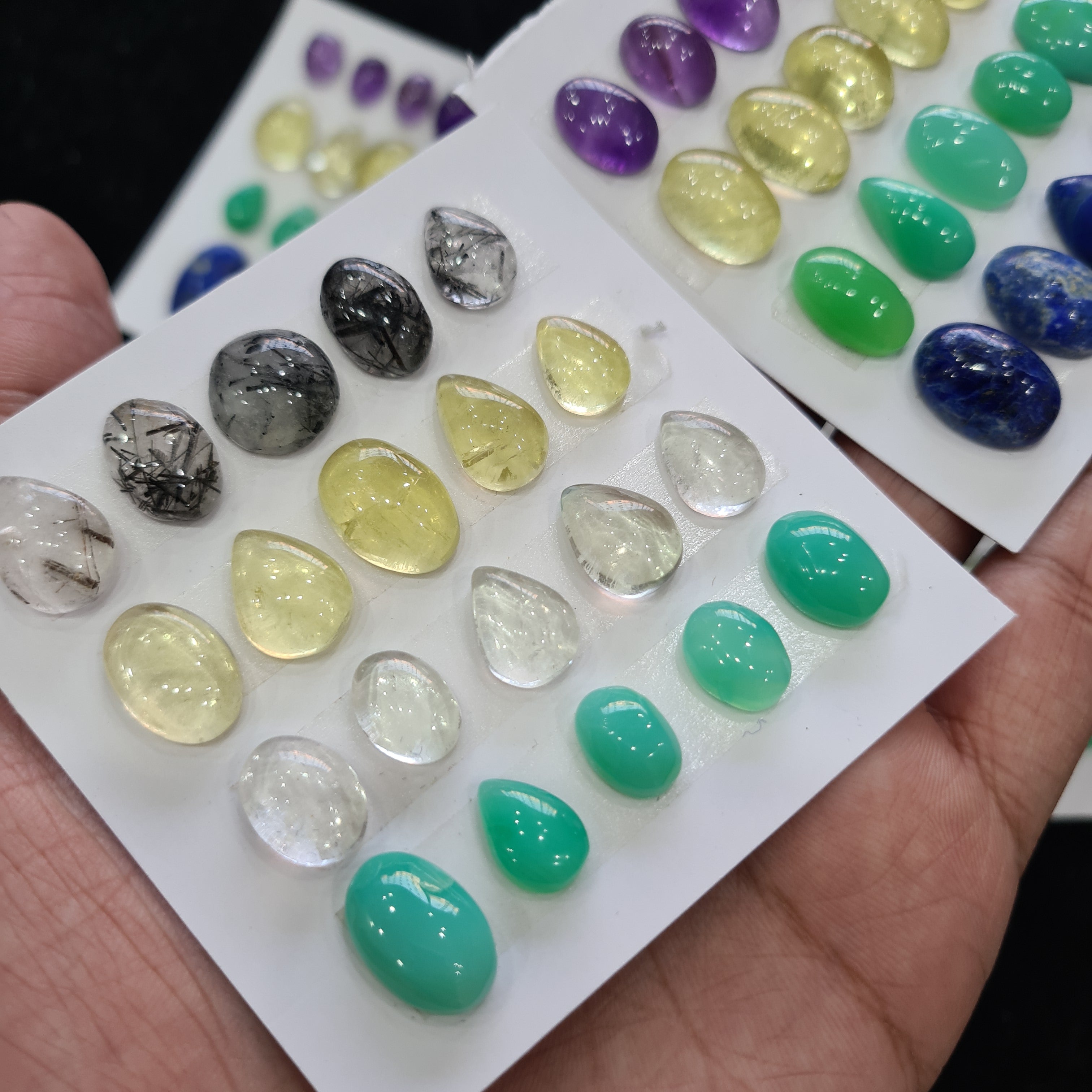 1 Card Natural Multi Quartz Cabochon Gemstone Mix Shape , Size: 11-16mm - The LabradoriteKing