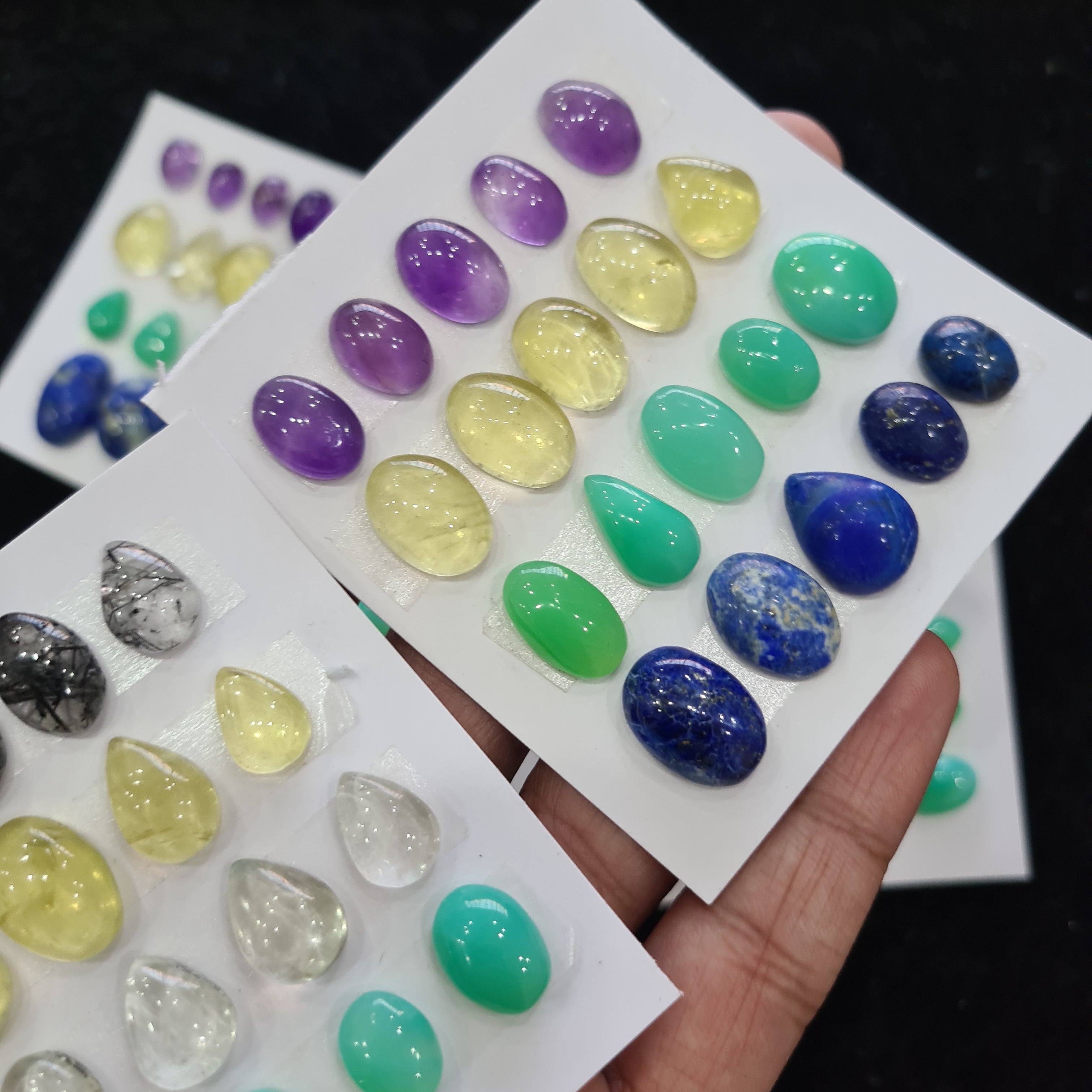 1 Card Natural Multi Quartz Cabochon Gemstone Mix Shape , Size: 11-16mm - The LabradoriteKing