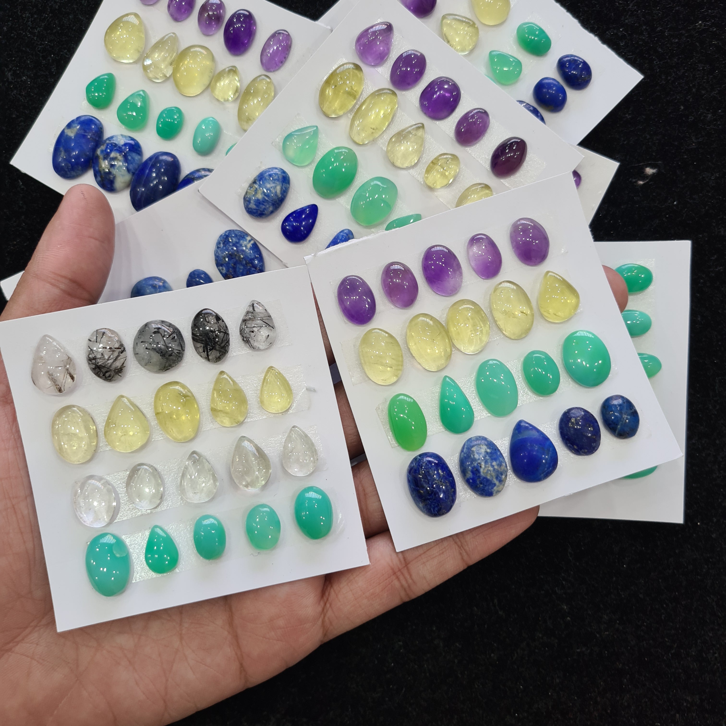 1 Card Natural Multi Quartz Cabochon Gemstone Mix Shape , Size: 11-16mm - The LabradoriteKing