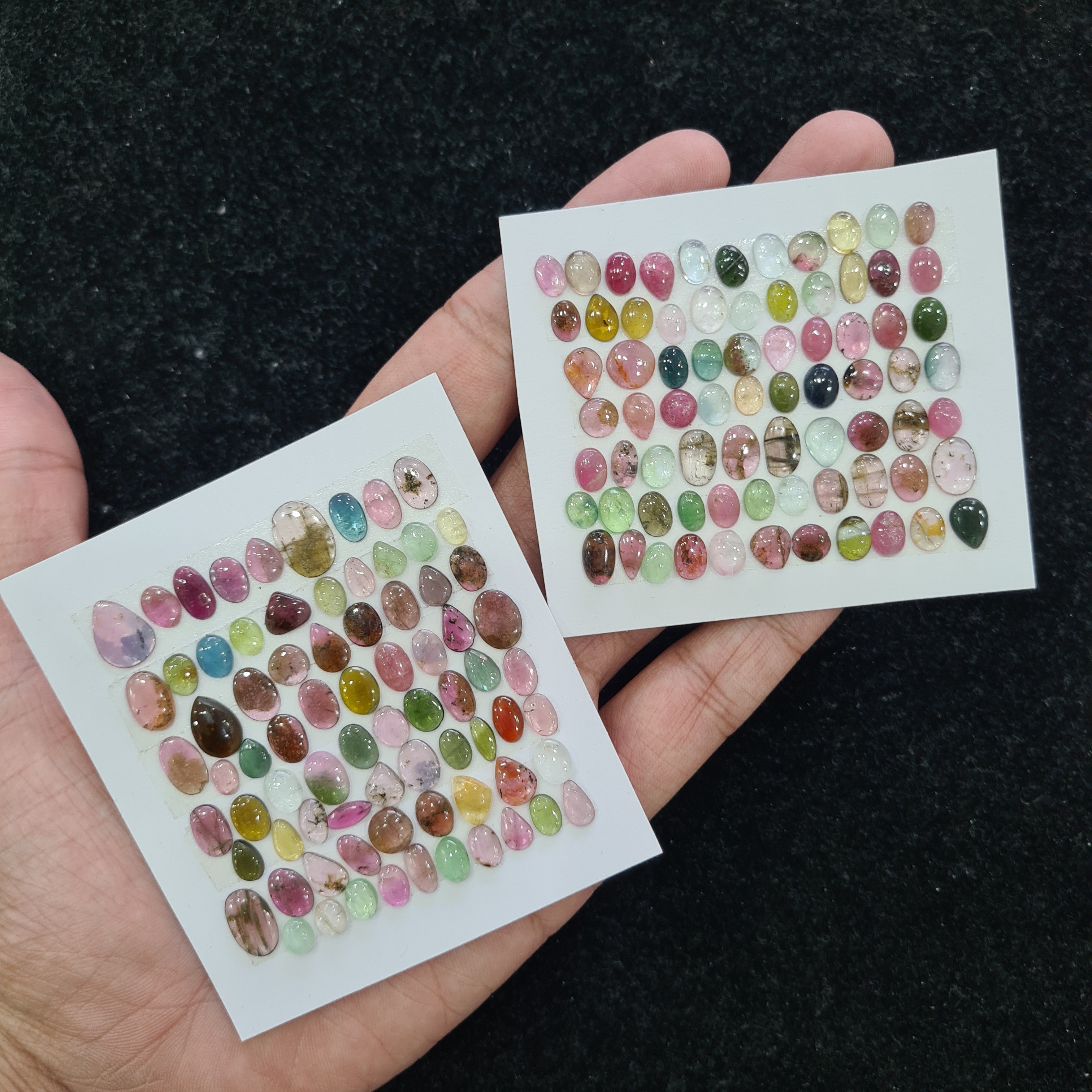 1 Card Natural Multi Tourmaline Cabochon gemstone Mix Shape Size: 4-10mm - The LabradoriteKing