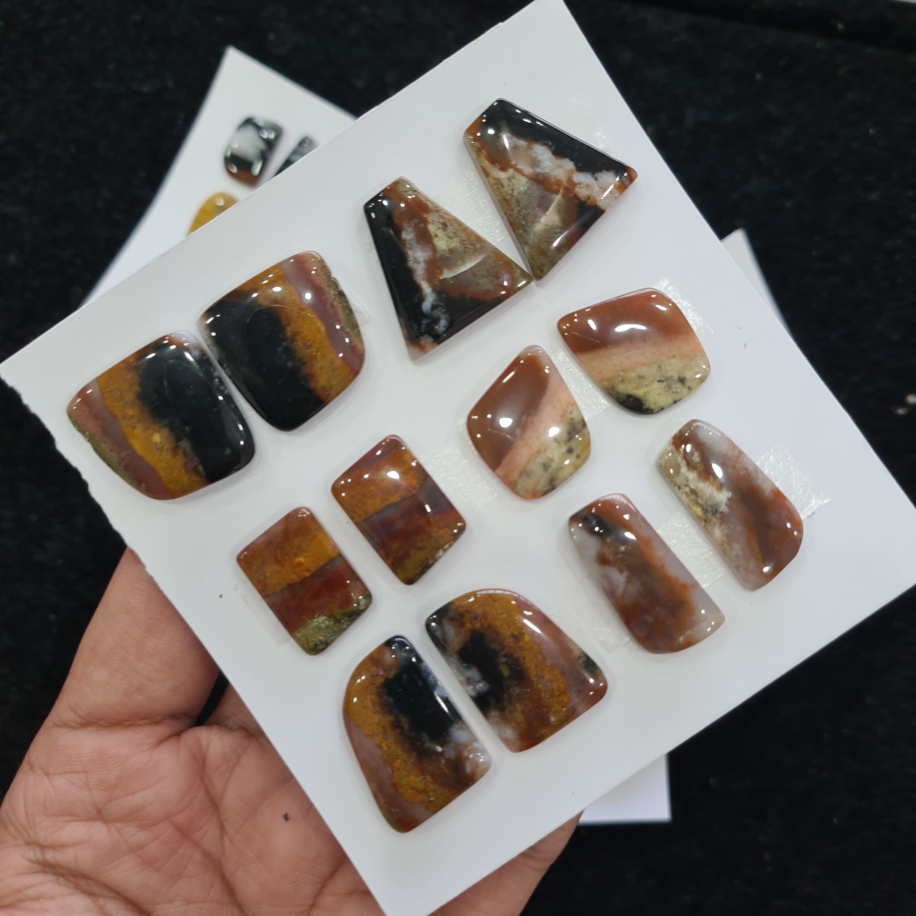 1 Card Natural Multi Howlite Jasper Cabochon Gemstone Mix Shape , Size: 20-26mm - The LabradoriteKing