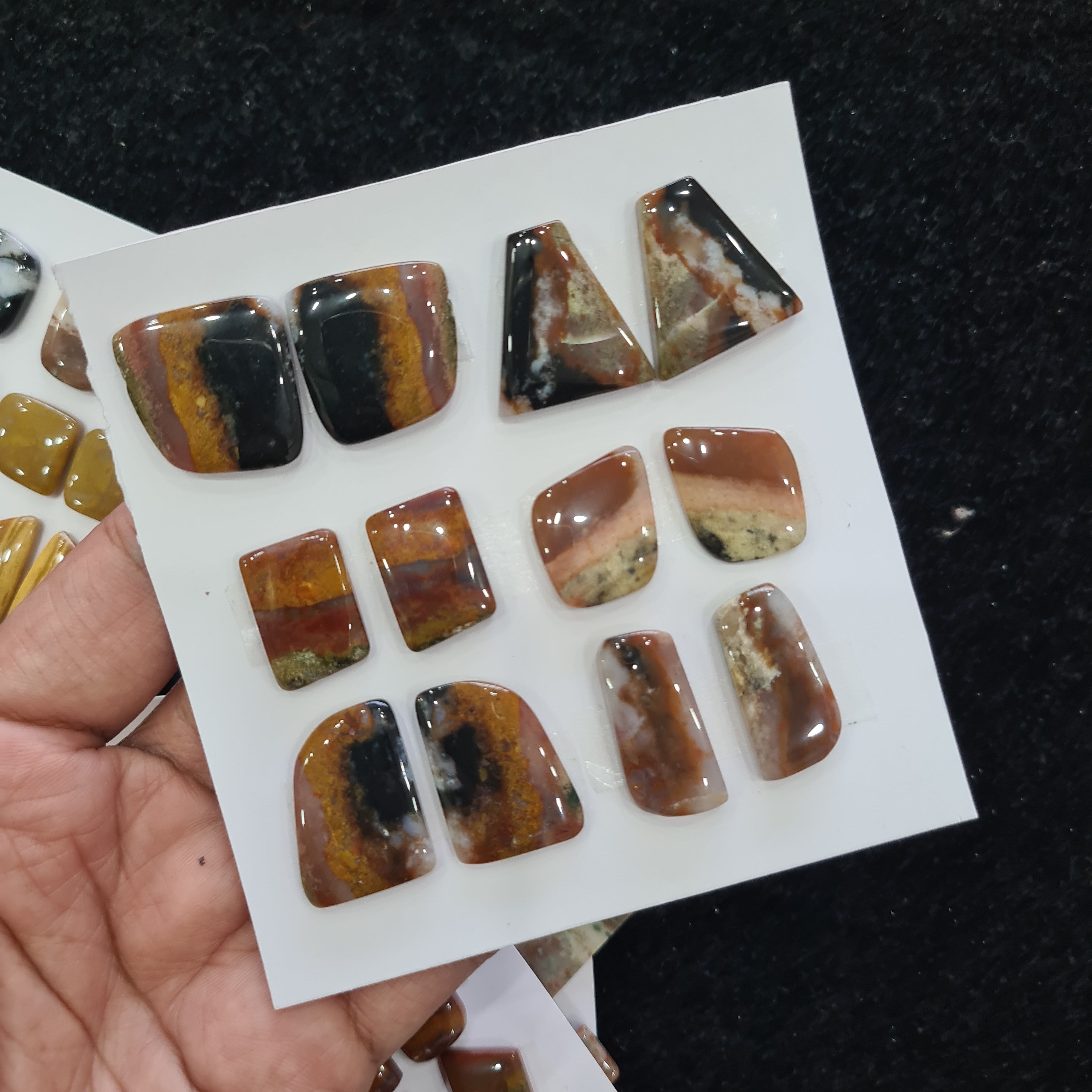 1 Card Natural Multi Howlite Jasper Cabochon Gemstone Mix Shape , Size: 20-26mm - The LabradoriteKing