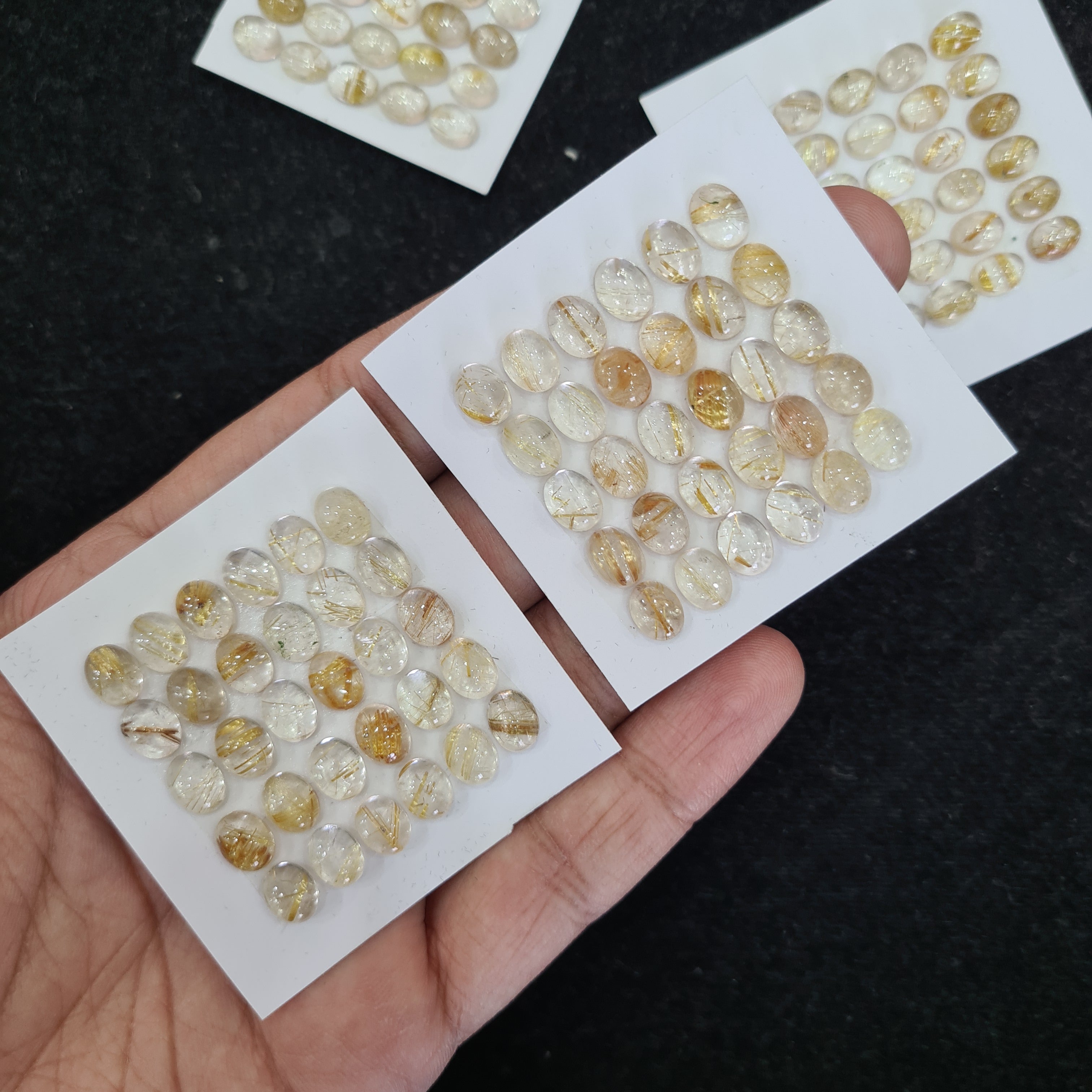 BOGO: 1 Card Natural Golden Rutilated Quartz Oval Shape Cabochon 8mm - The LabradoriteKing