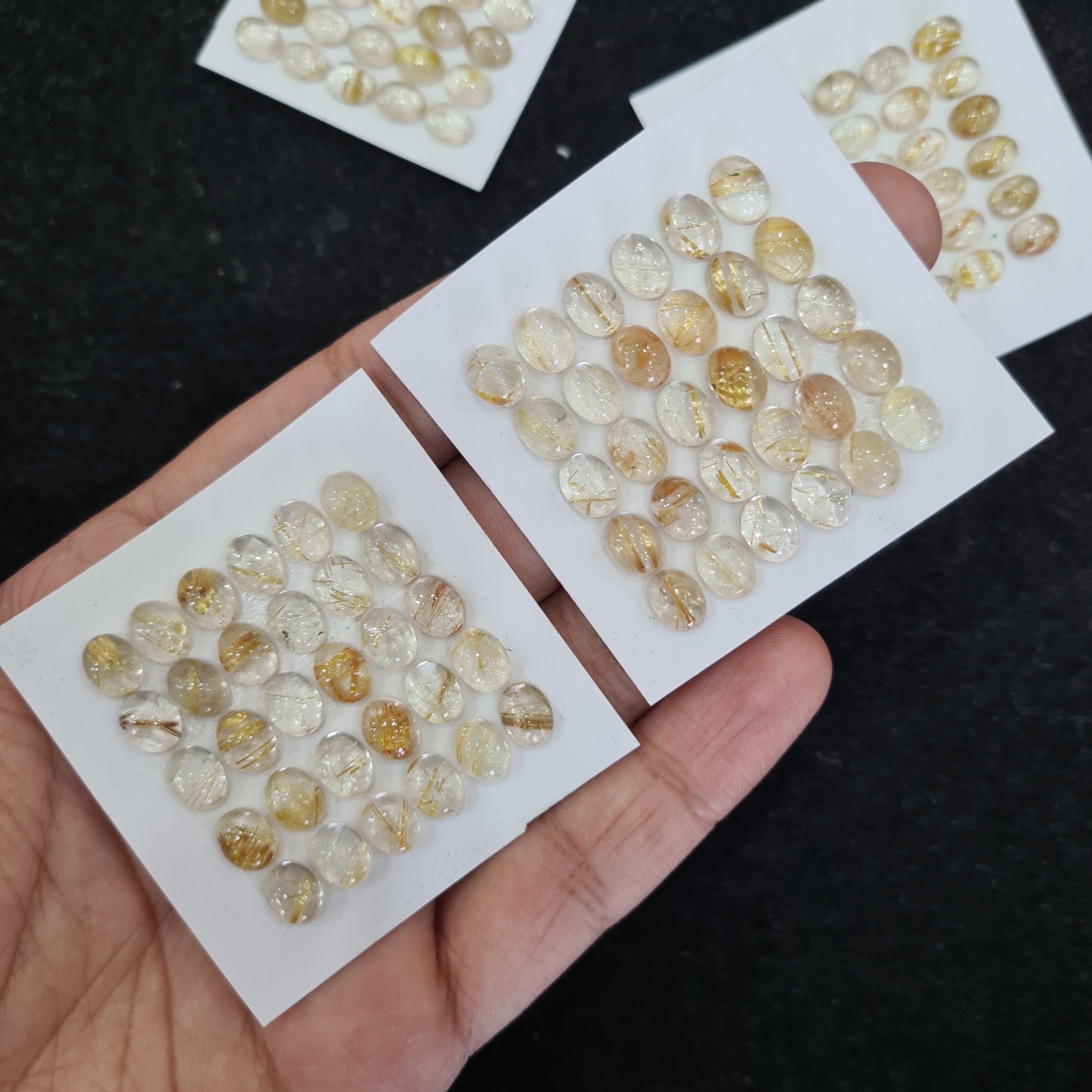 BOGO: 1 Card Natural Golden Rutilated Quartz Oval Shape Cabochon 8mm - The LabradoriteKing