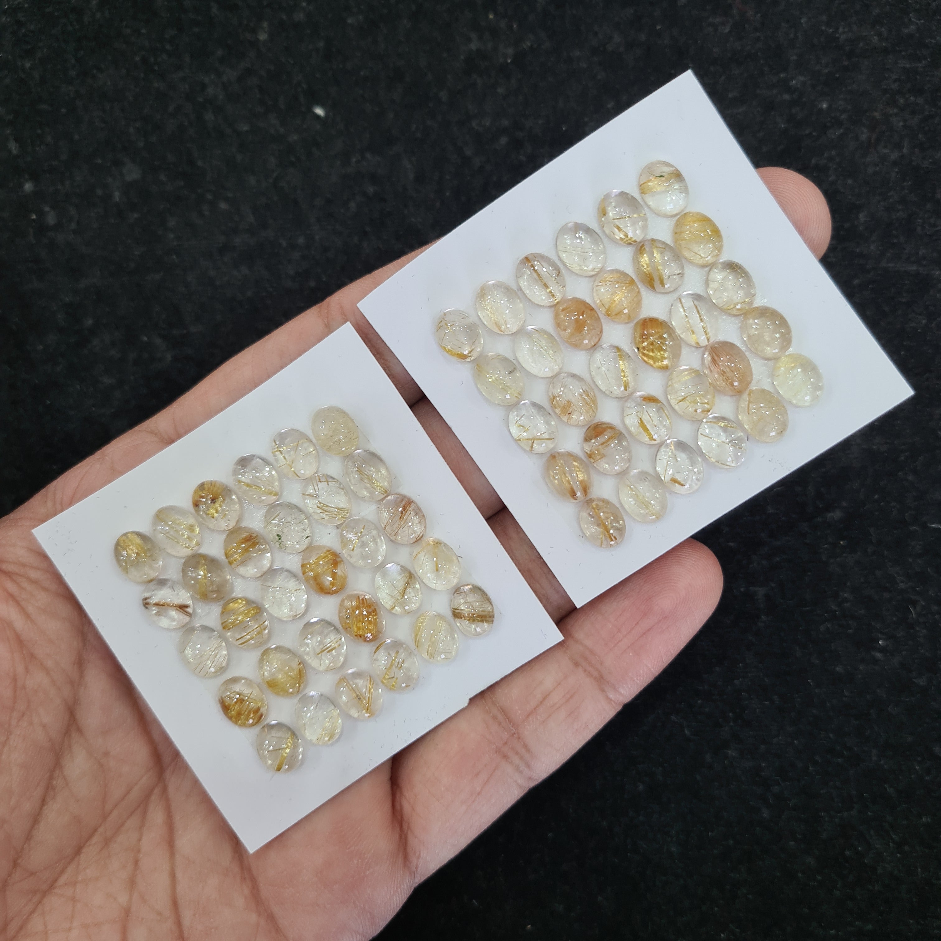 BOGO: 1 Card Natural Golden Rutilated Quartz Oval Shape Cabochon 8mm - The LabradoriteKing