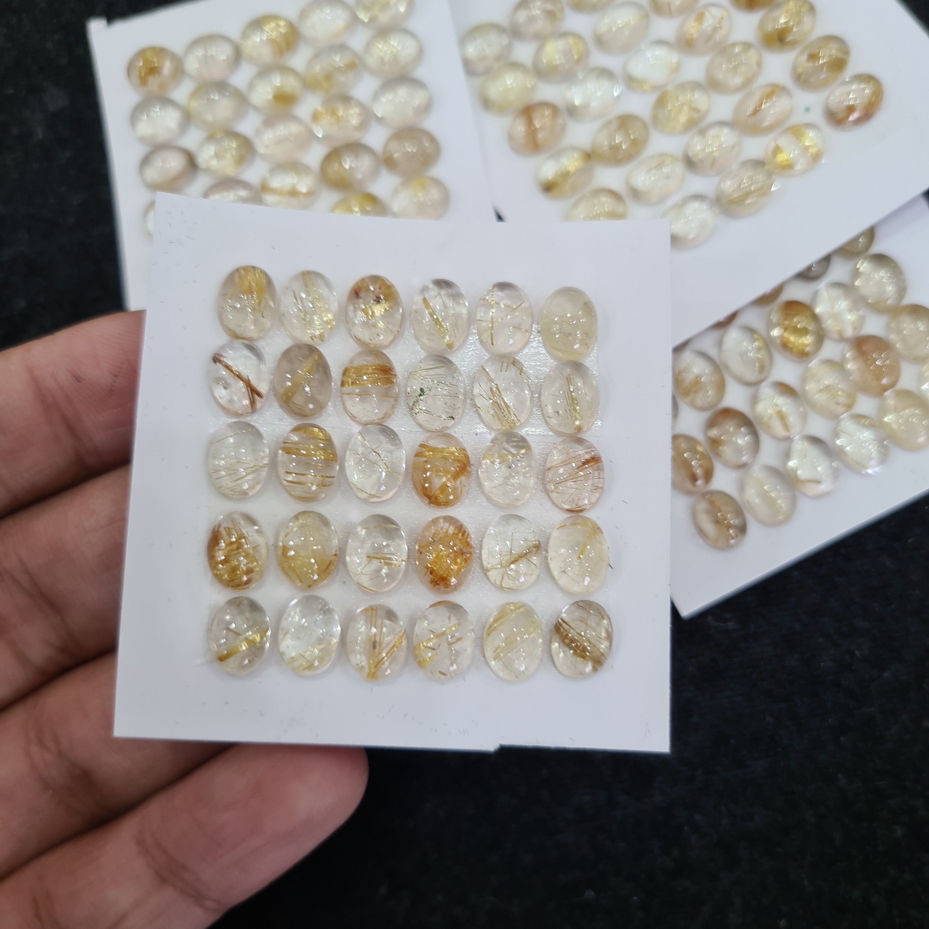 BOGO: 1 Card Natural Golden Rutilated Quartz Oval Shape Cabochon 8mm - The LabradoriteKing