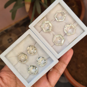 BOGO Offer: 4 Pcs Topaz hexagon Gemstones Set | Sizes: 13-15mm - The LabradoriteKing