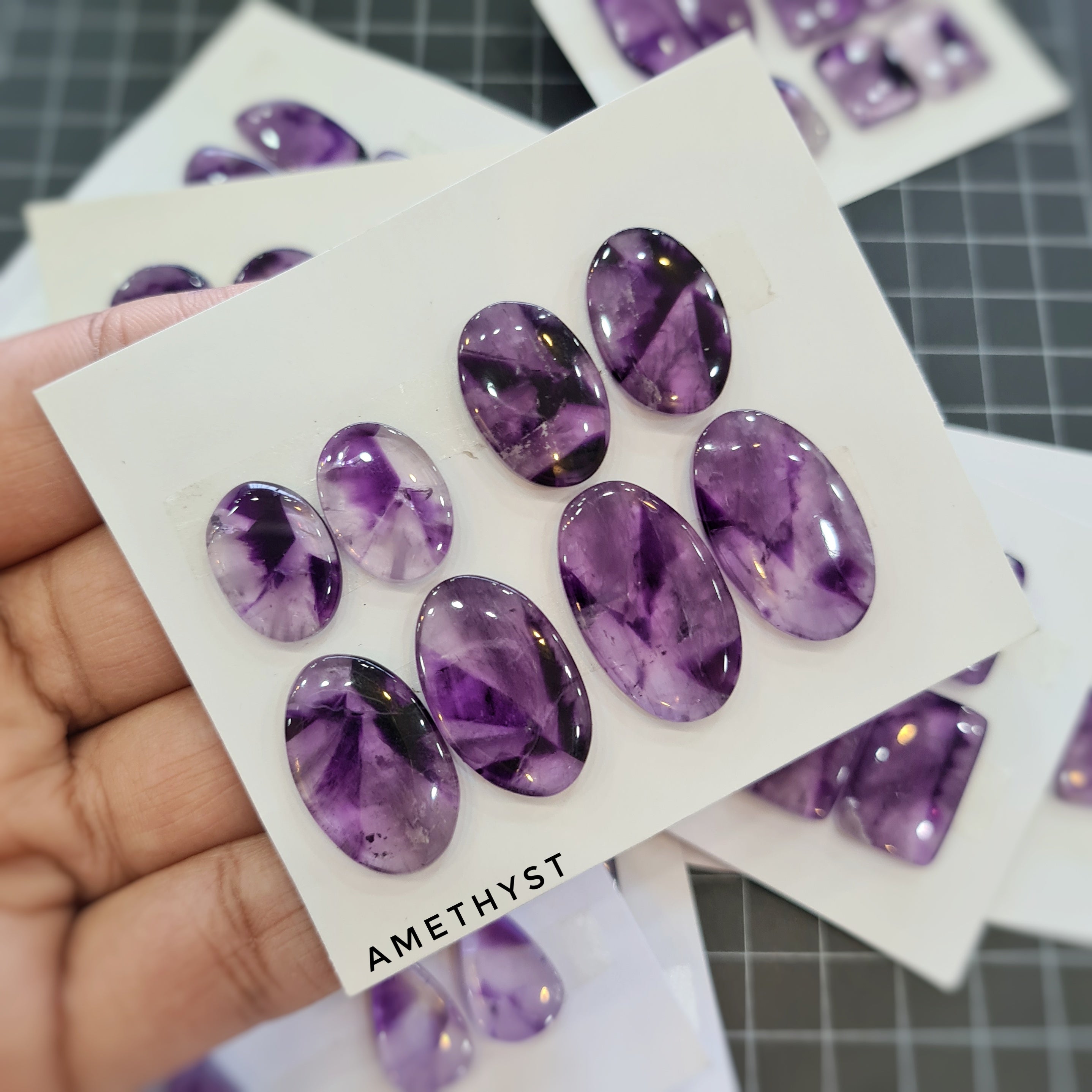 1 Set Trapiche Amethyst flat backs Gemstones Shape Size:14-27mm - The LabradoriteKing