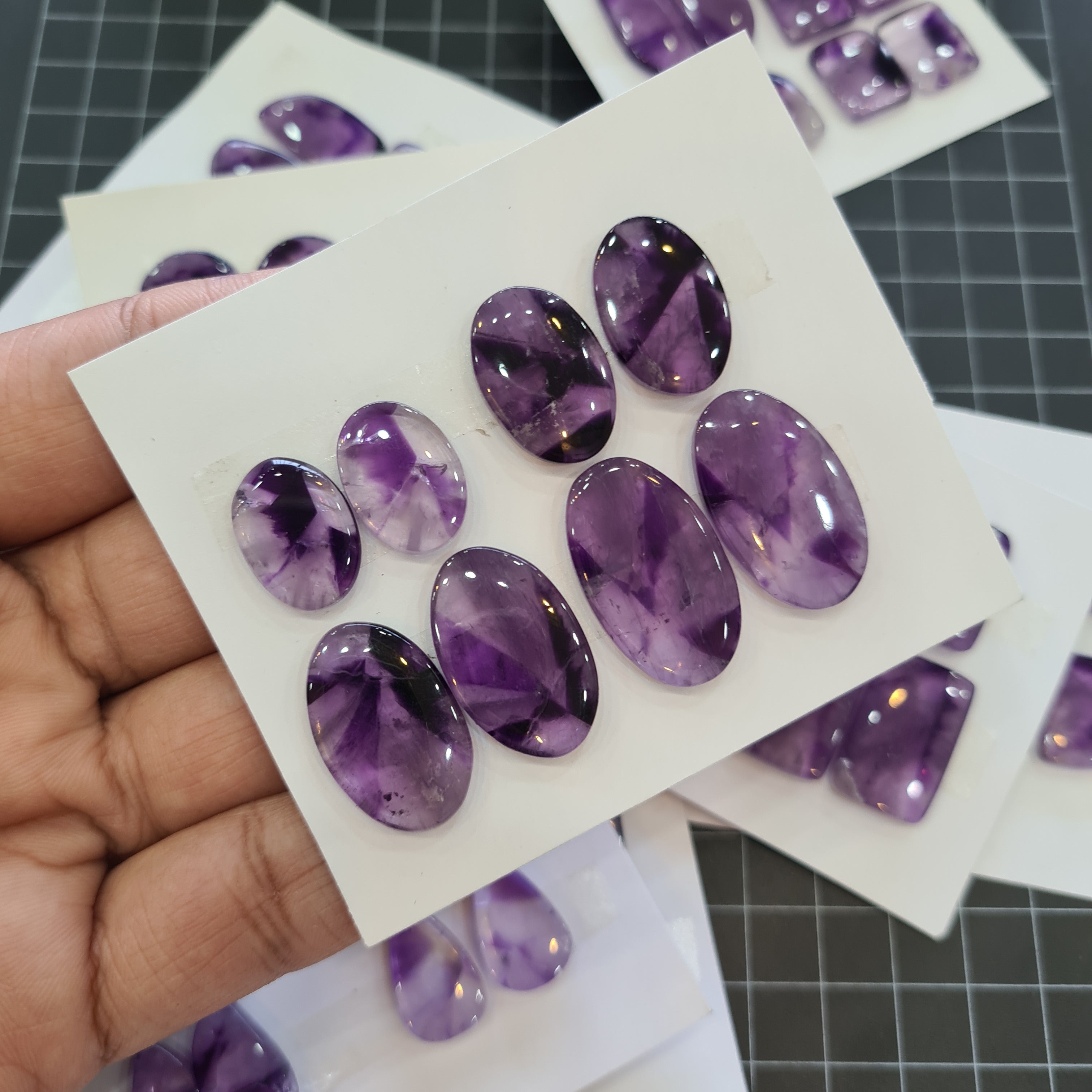 1 Set Trapiche Amethyst flat backs Gemstones Shape Size:14-27mm - The LabradoriteKing