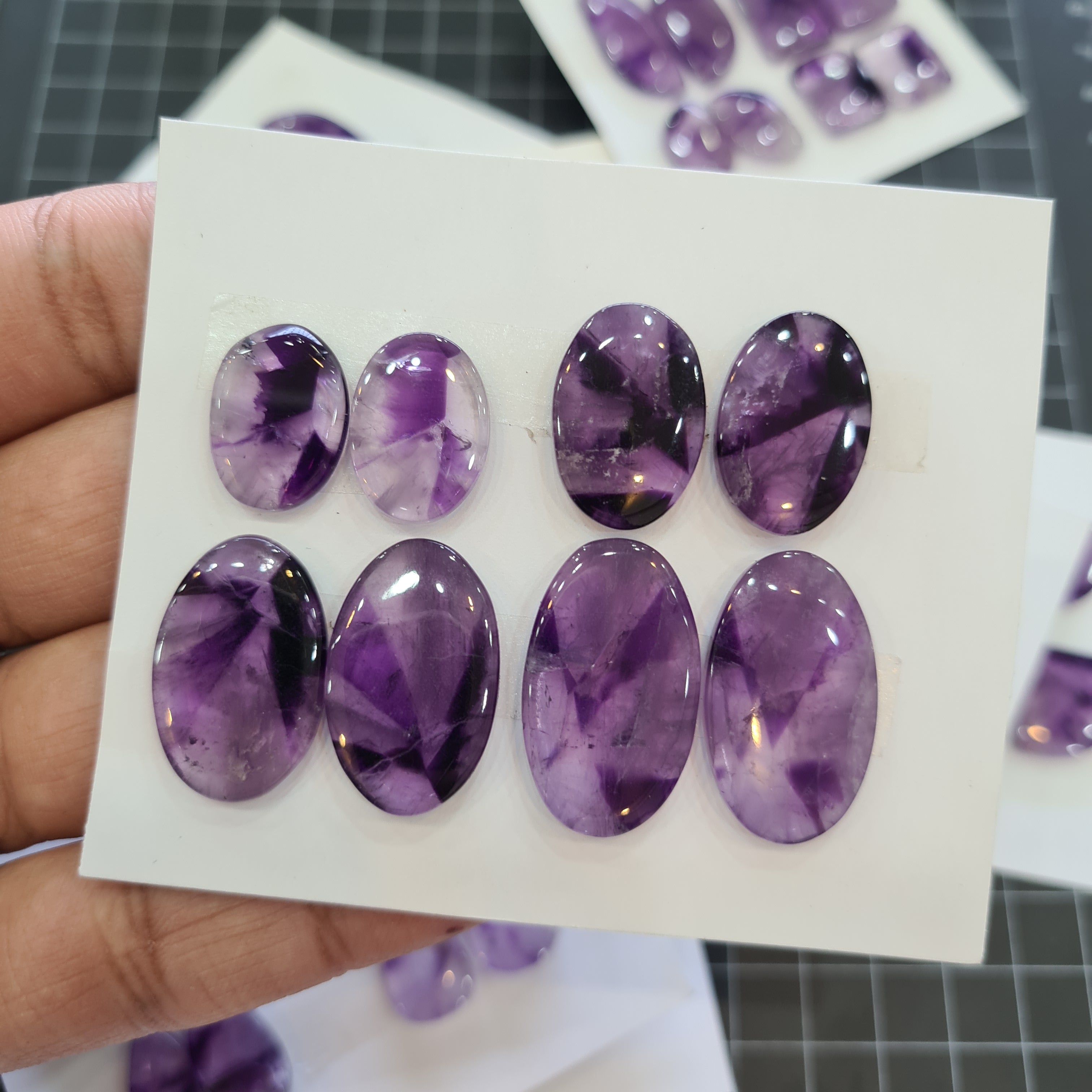 1 Set Trapiche Amethyst flat backs Gemstones Shape Size:14-27mm - The LabradoriteKing