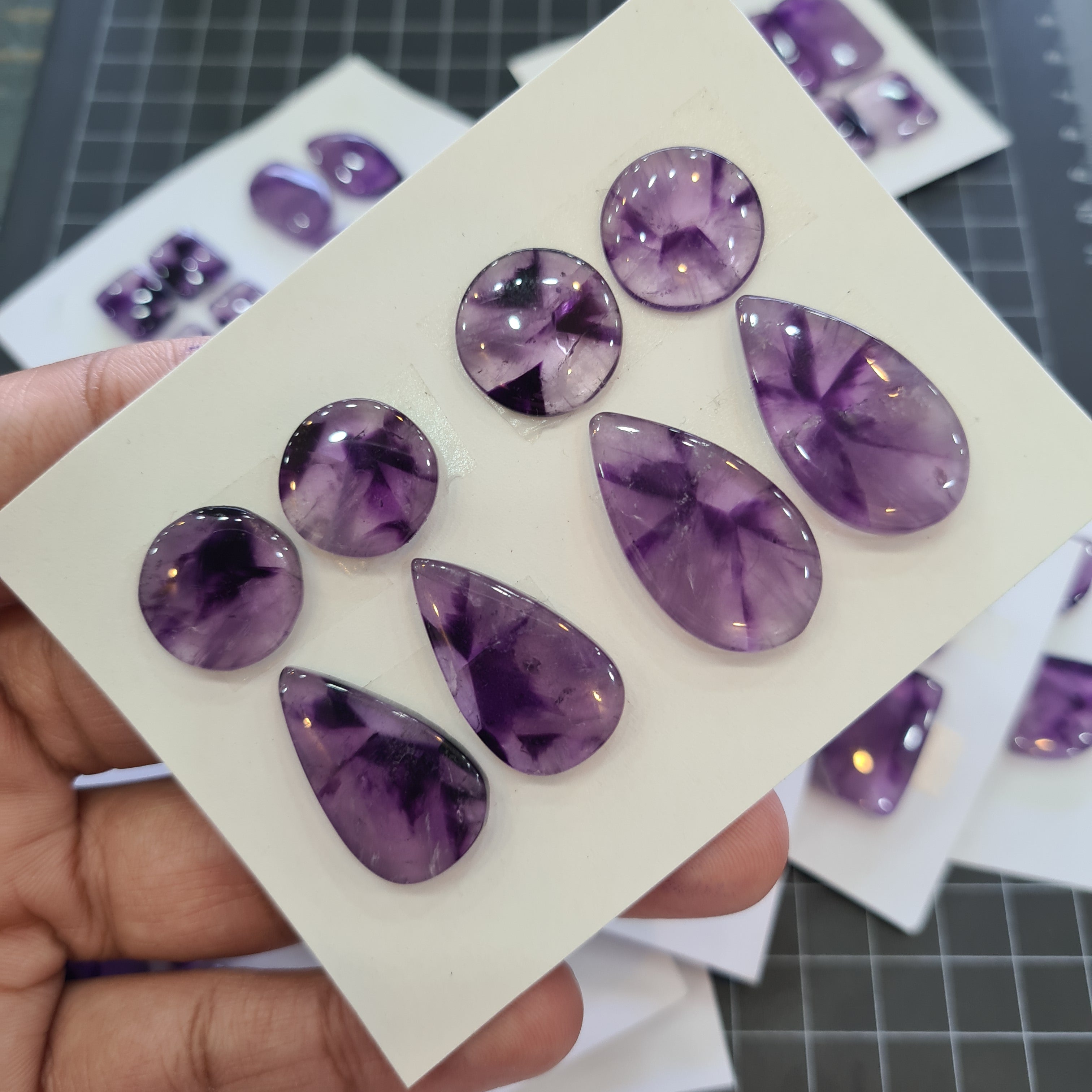 1 Set Trapiche Amethyst flat backs Gemstones Shape Size:14-27mm - The LabradoriteKing