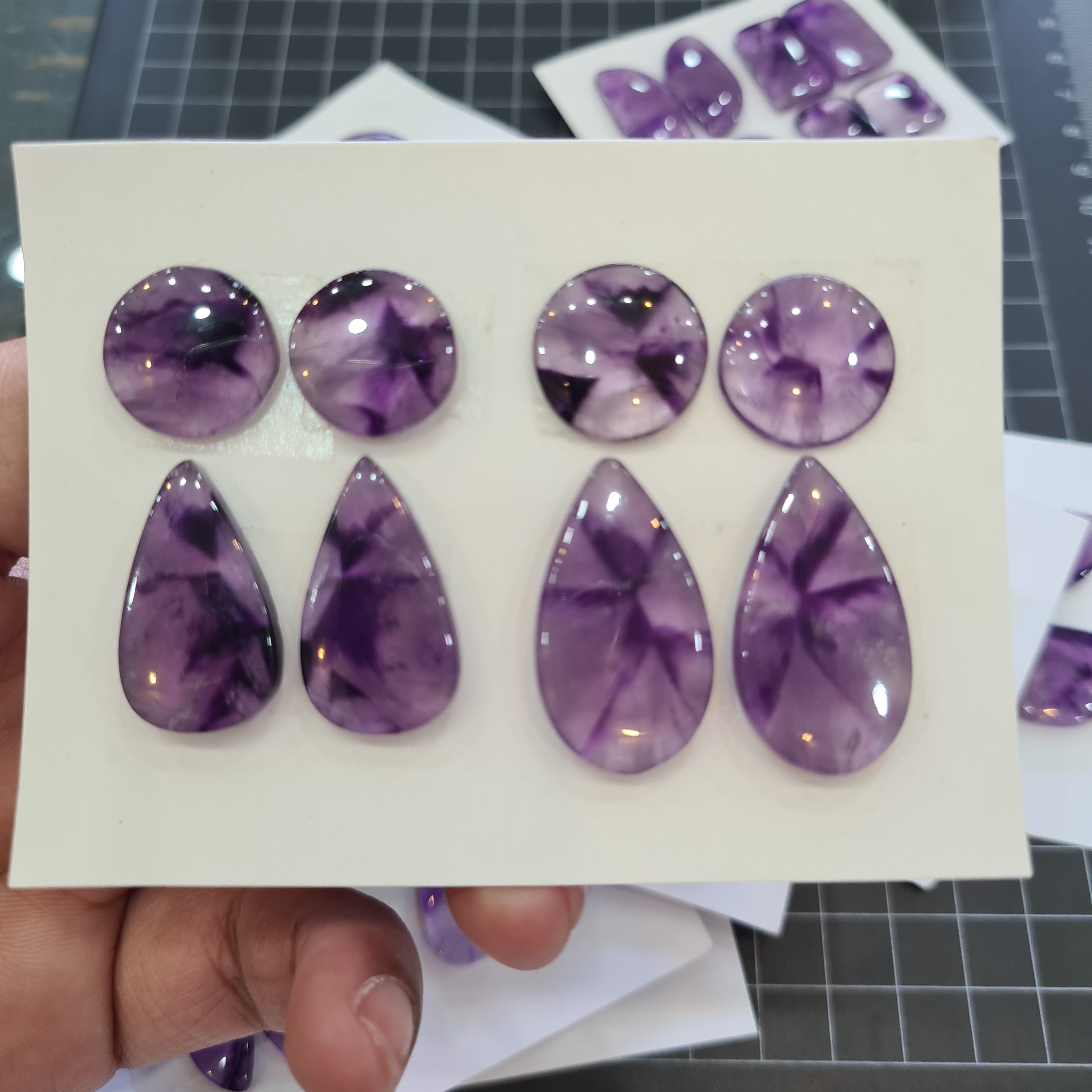 1 Set Trapiche Amethyst flat backs Gemstones Shape Size:14-27mm - The LabradoriteKing