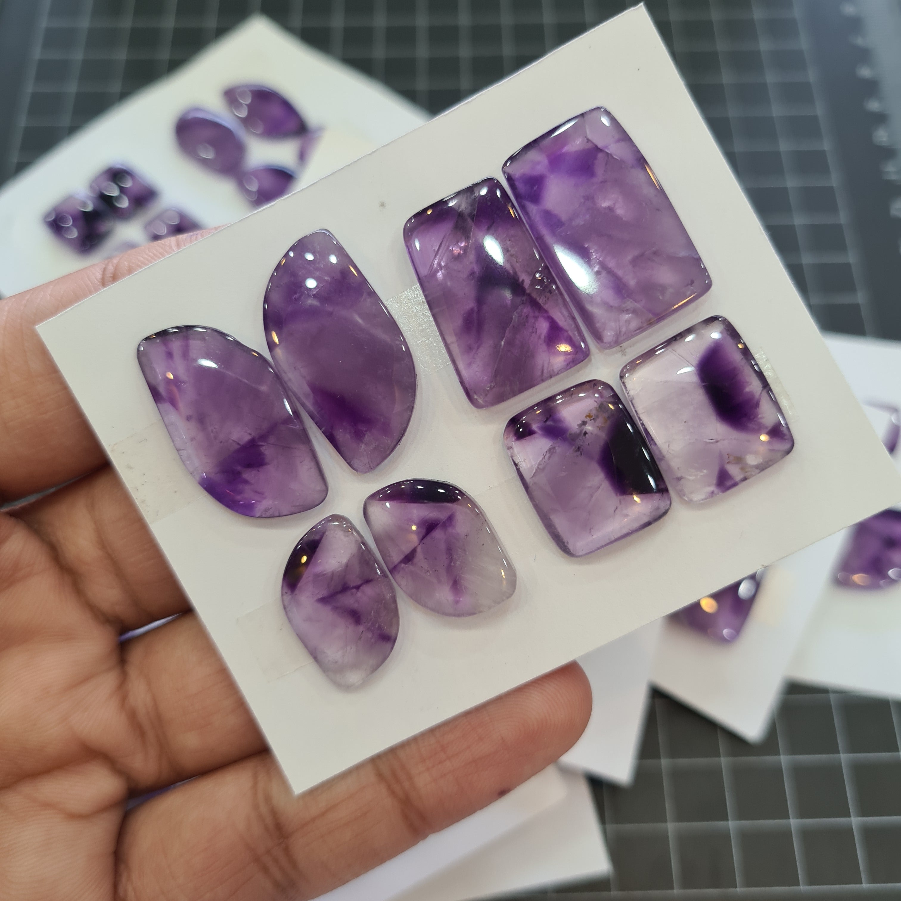 1 Set Trapiche Amethyst flat backs Gemstones Shape Size:14-27mm - The LabradoriteKing