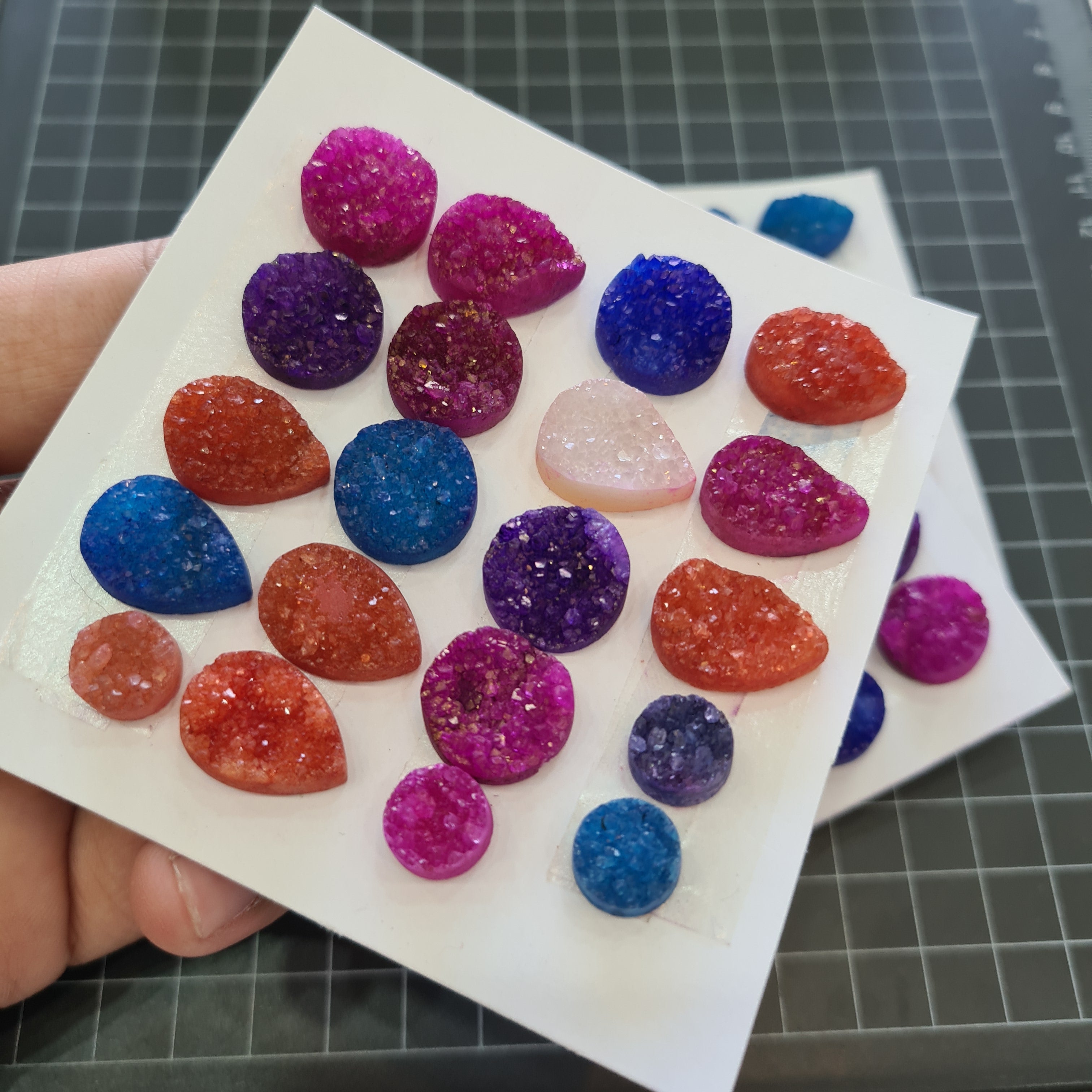 1 Set Multi Color Coated Druzy Gemstones15mm to 17mm - The LabradoriteKing