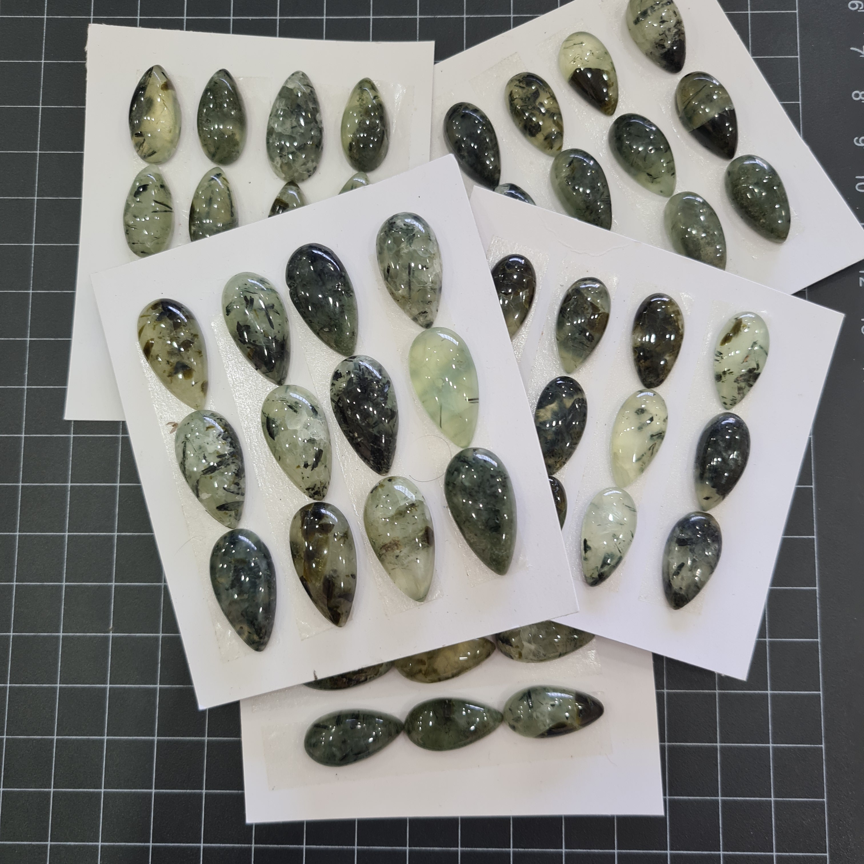 1 Set Natural Prehnite Pear Cabochon Loose Gemstones ,Size: 19-24mm , 170Cts - The LabradoriteKing