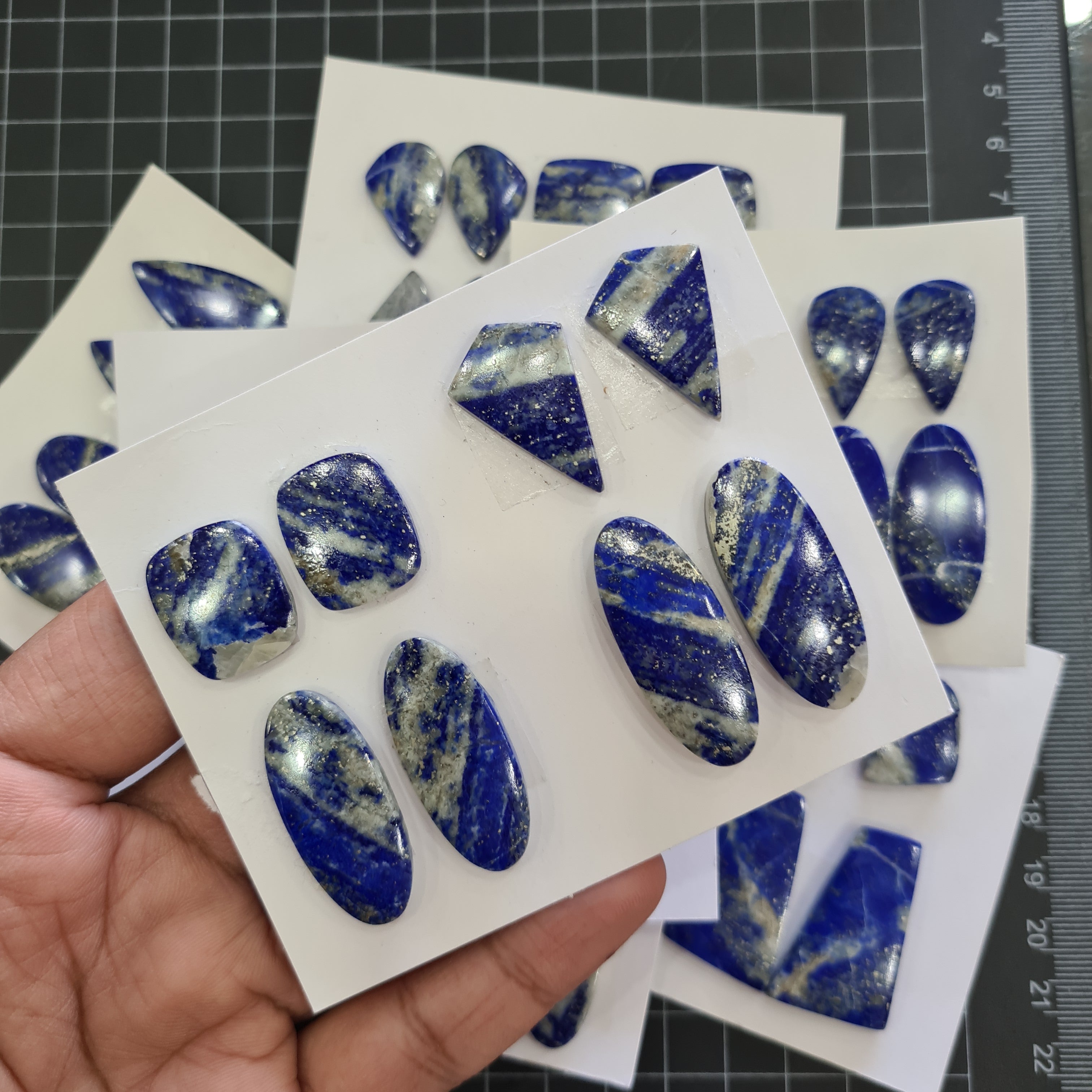 1 Set Natural Lapis Lazuli Cabs Pairs Mix Shape Size: 19-32mm - The LabradoriteKing