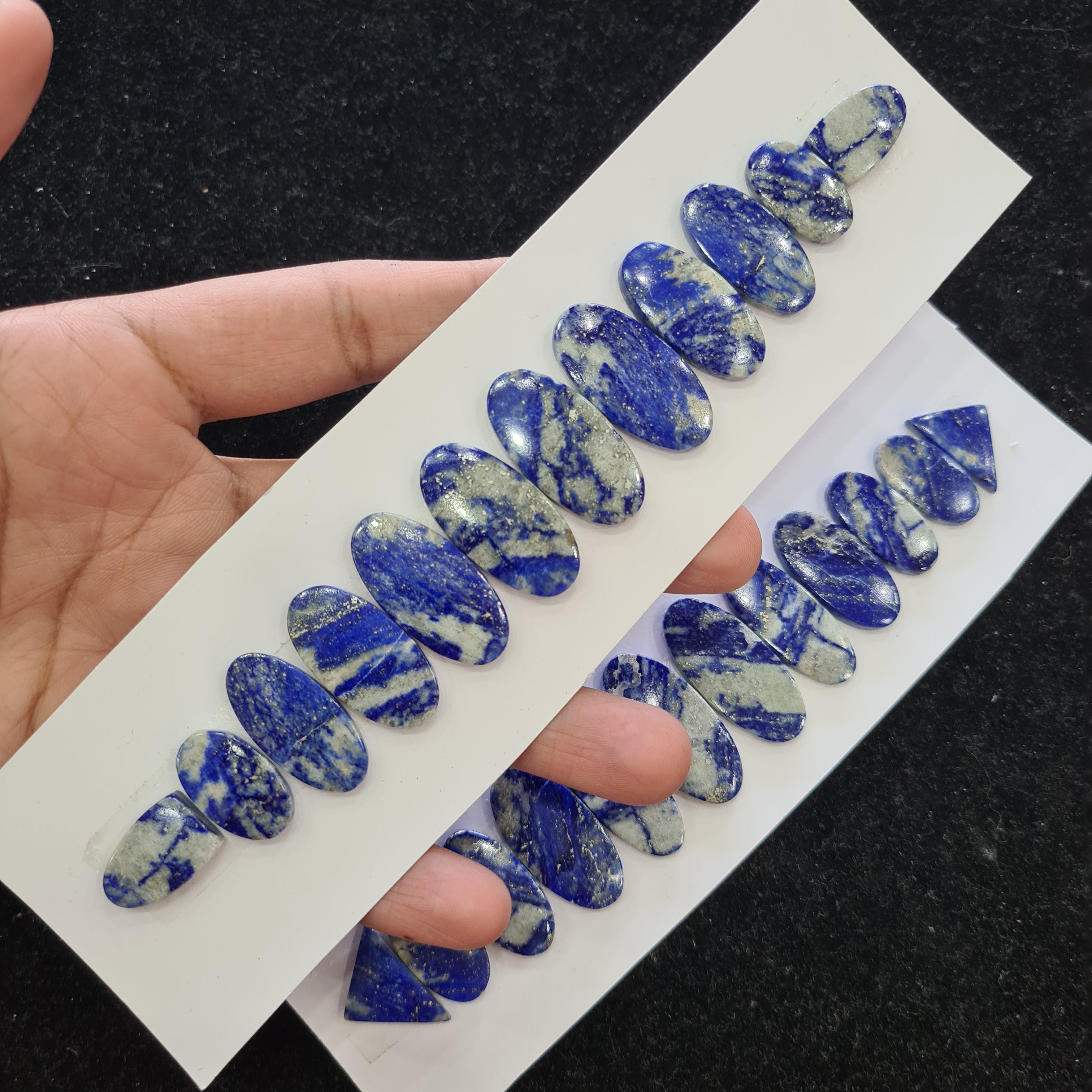 1 Set Natural Lapis Lazuli Bracelet Cab in 8 Inches Size: 21-34mm - The LabradoriteKing