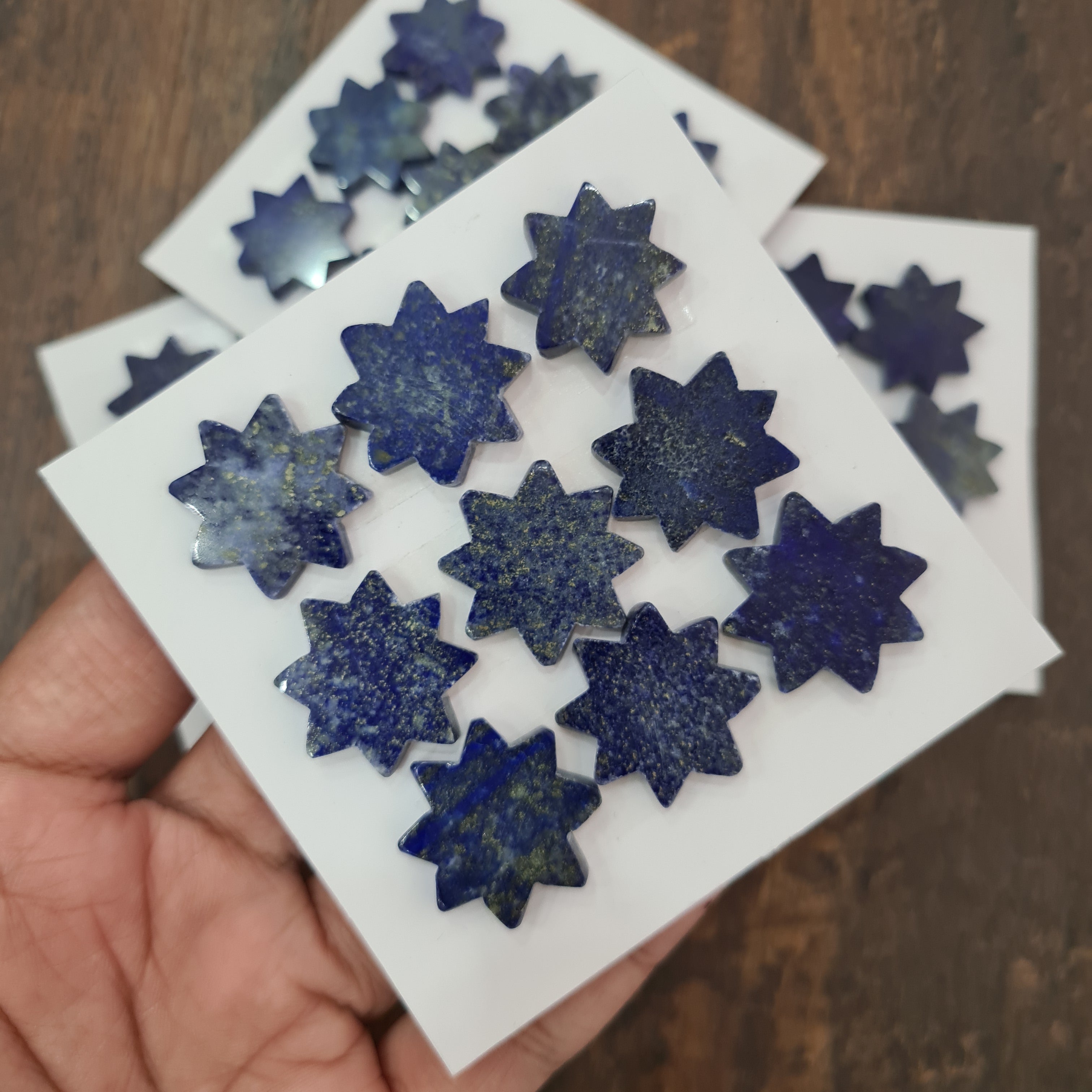 1 Card Natural Lapis Lazuli Cabochon Gemstone Star Shape Size: 25mm - The LabradoriteKing