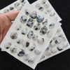 1 Card Natural White Rainbow Cabochon Gemstone mix Shape | Size: 18-25mm - The LabradoriteKing