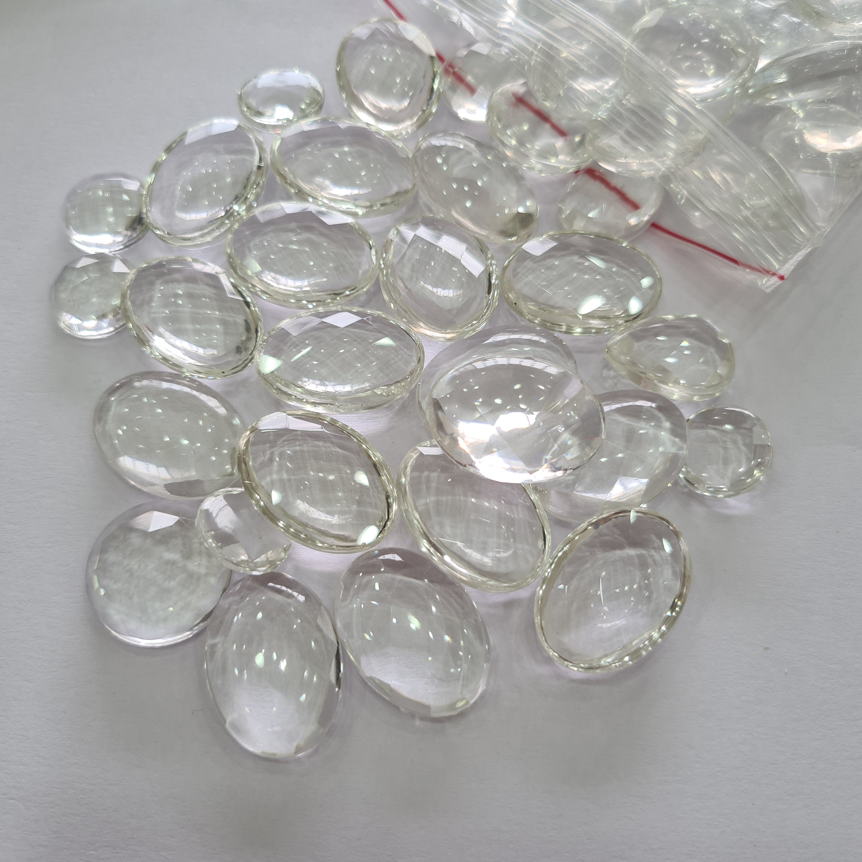 10 Pieces Natural Crystal Quartz Rosecut Gemstone Oval Shape |Size: 20x15mm to 25x18mm - The LabradoriteKing