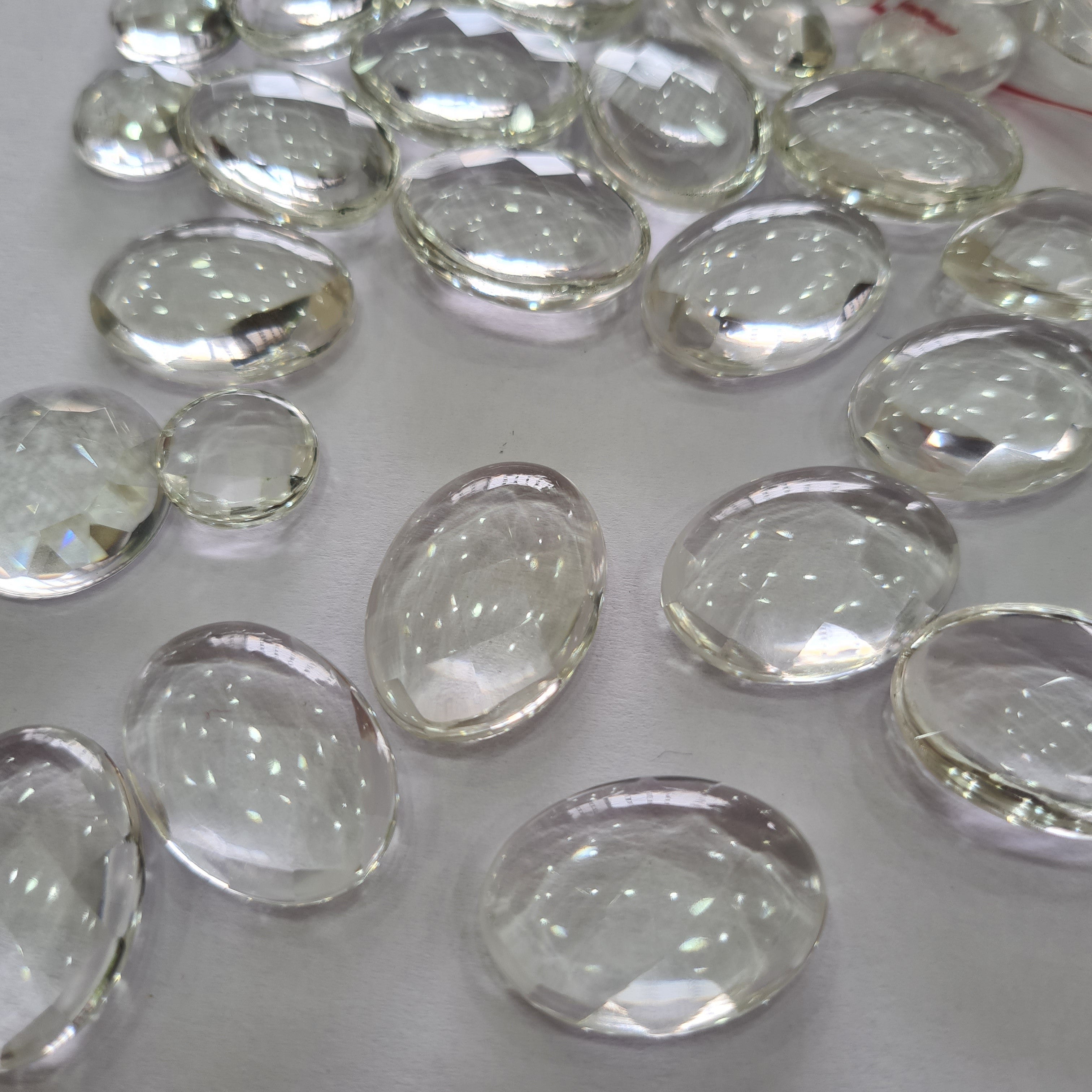 10 Pieces Natural Crystal Quartz Rosecut Gemstone Oval Shape |Size: 20x15mm to 25x18mm - The LabradoriteKing