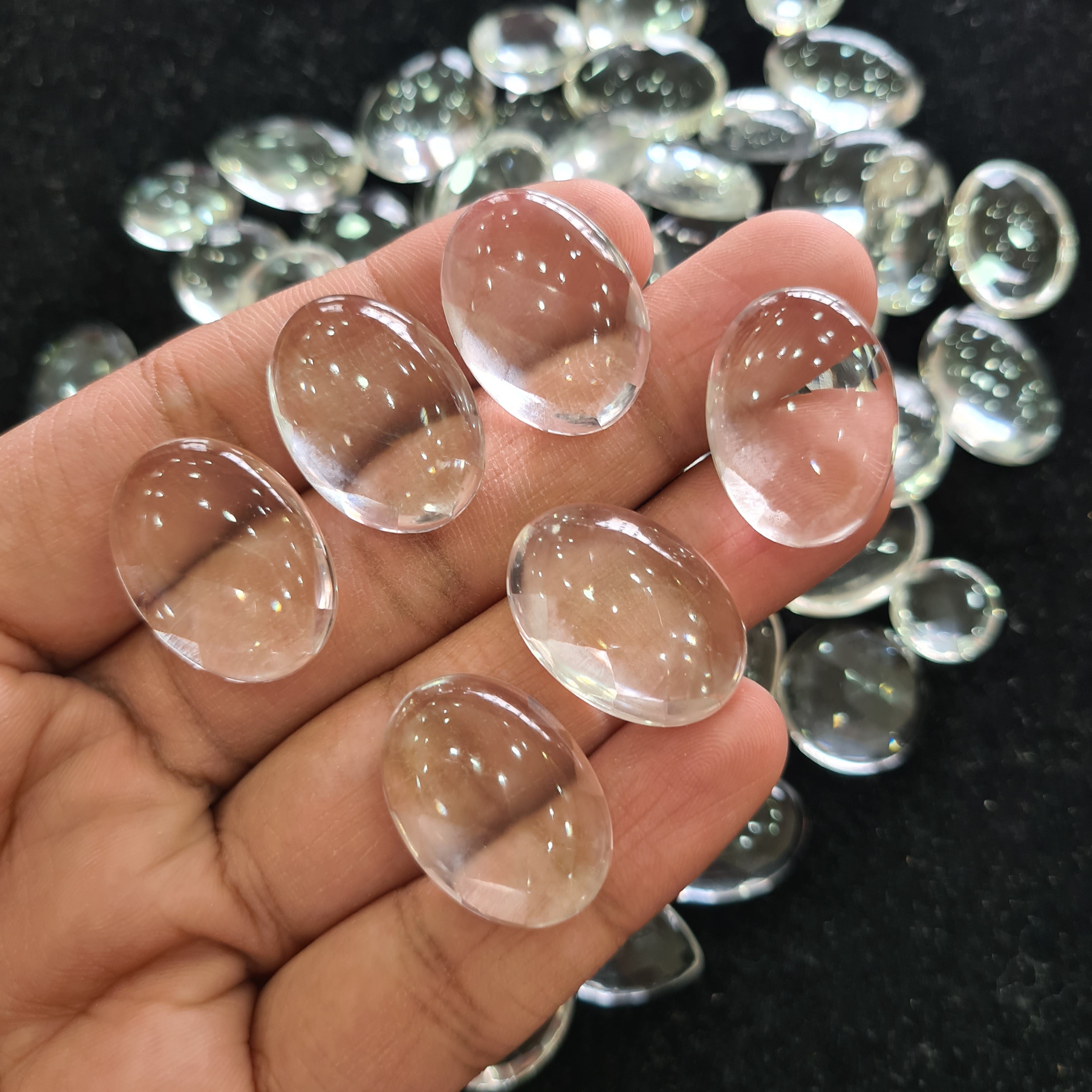 10 Pieces Natural Crystal Quartz Rosecut Gemstone Oval Shape |Size: 20x15mm to 25x18mm - The LabradoriteKing