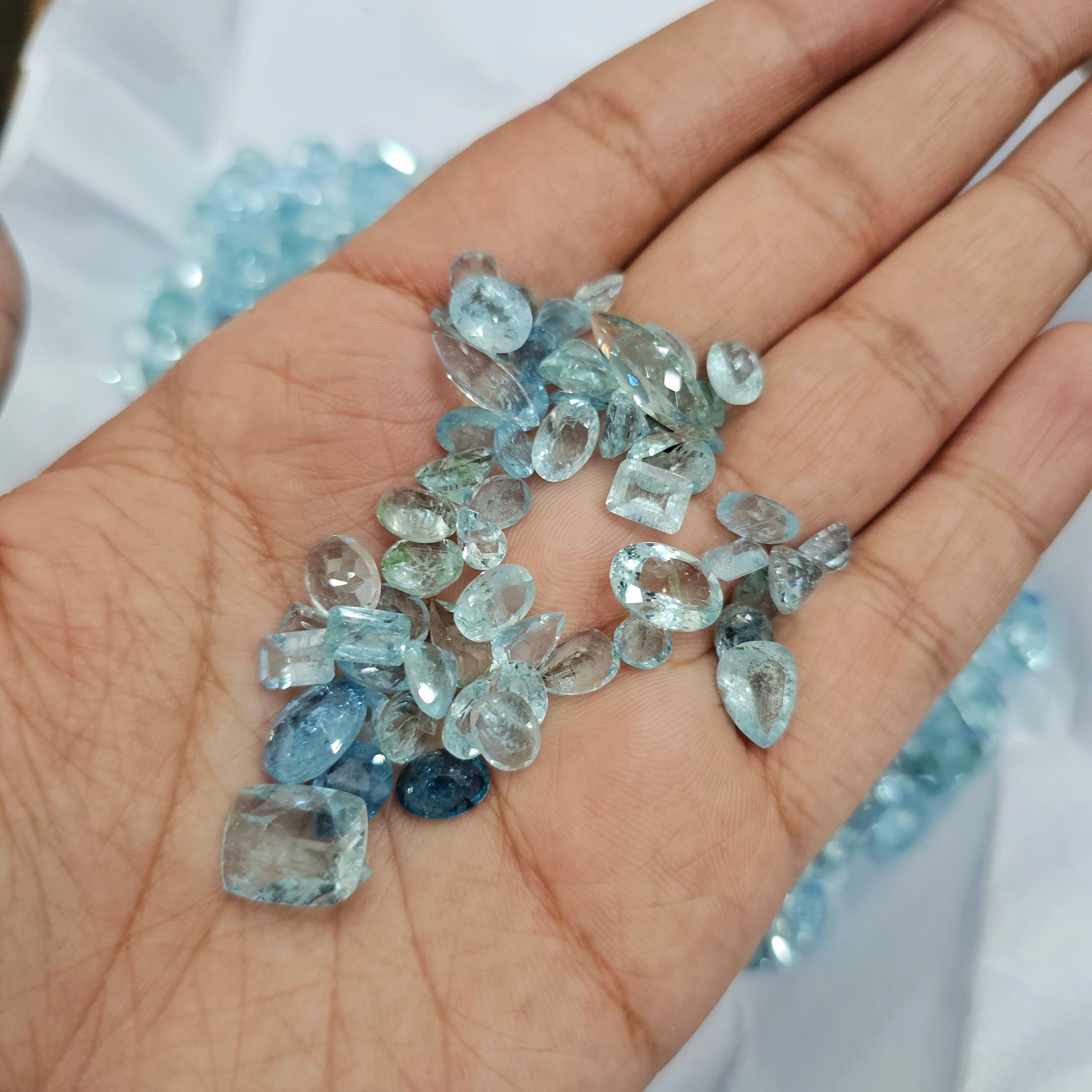 50 Carats of Natural Aquamarine Faceted | Size: 6-12mm | 30 Pcs - The LabradoriteKing