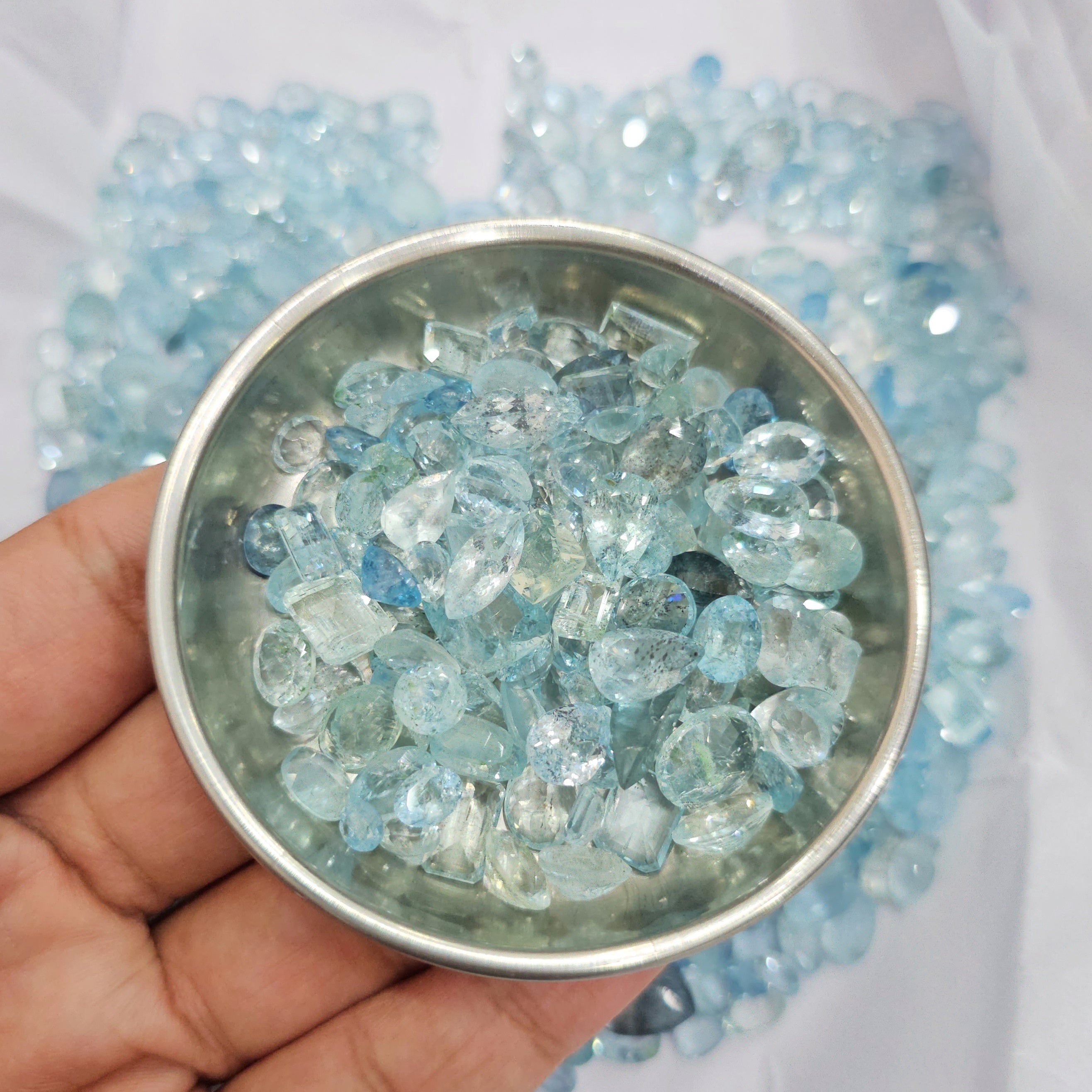 50 Carats of Natural Aquamarine Faceted | Size: 6-12mm | 30 Pcs - The LabradoriteKing