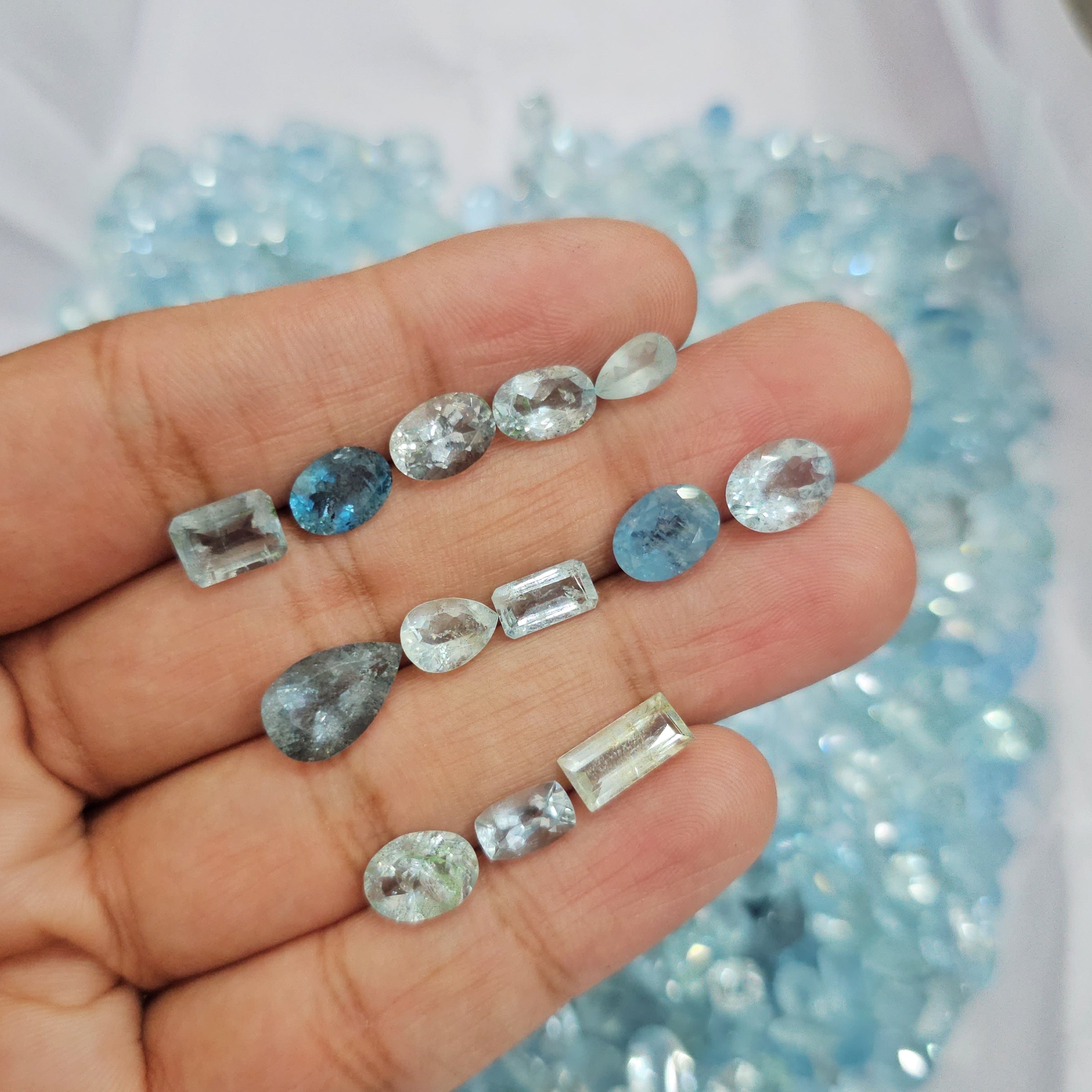 50 Carats of Natural Aquamarine Faceted | Size: 6-12mm | 30 Pcs - The LabradoriteKing