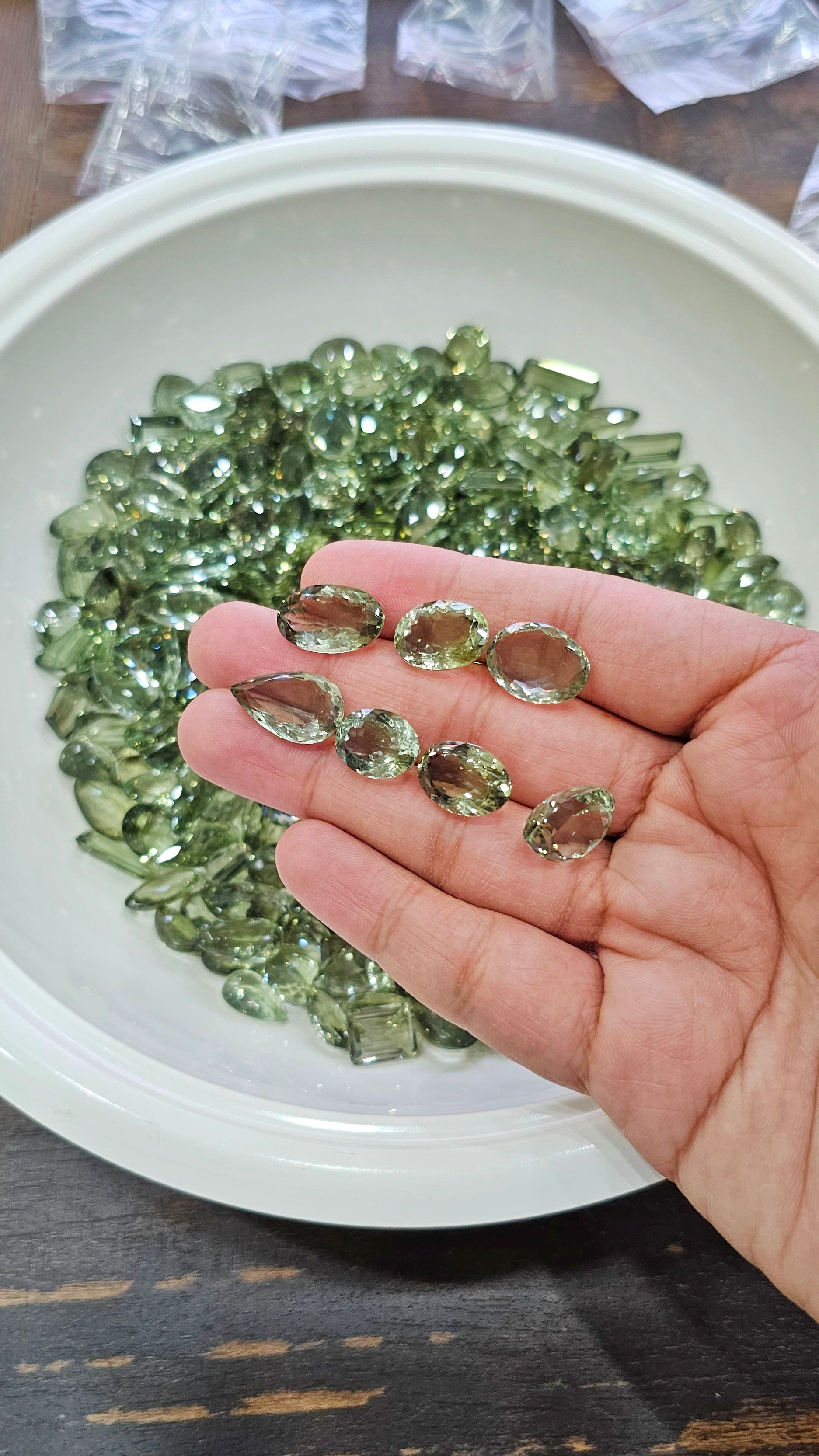 10 Pcs Natural Green Prasiolite Lot | 10-16mm size Flawless - The LabradoriteKing