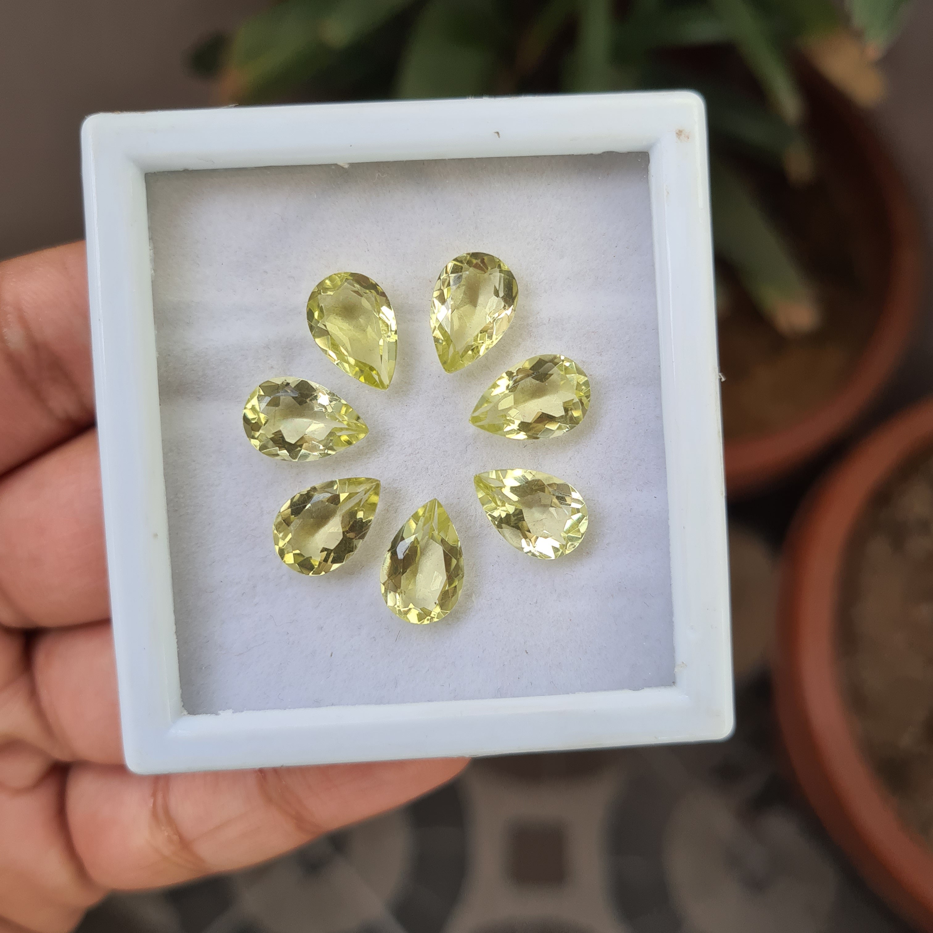 7 Pcs Natural Yellow Quartz Faceted Gemstone Pear Shape   |  Size  12x8mm - The LabradoriteKing
