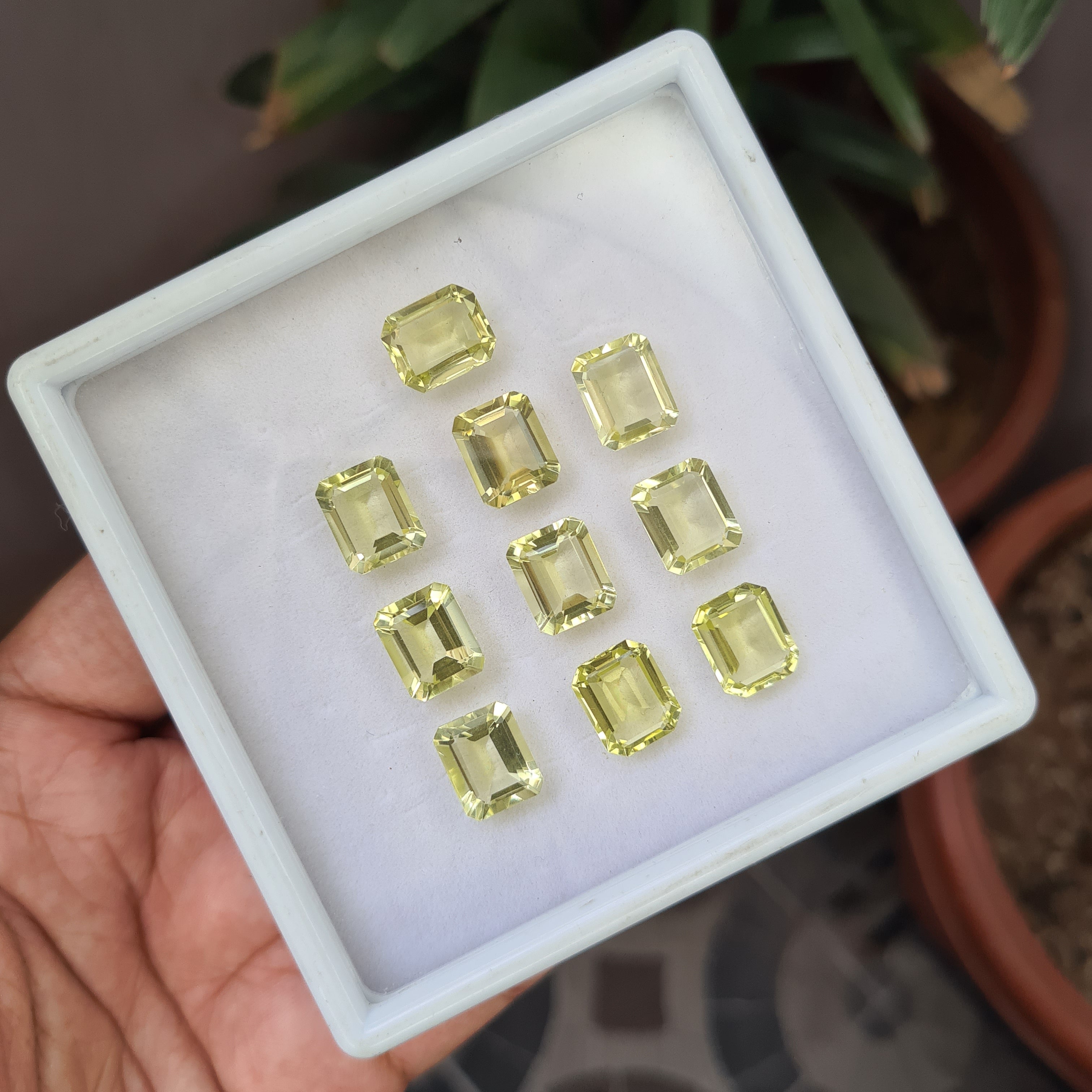 10 Pcs Natural Yellow Quartz Faceted Gemstone Rectangle Shape |  Size 12x10mm - The LabradoriteKing