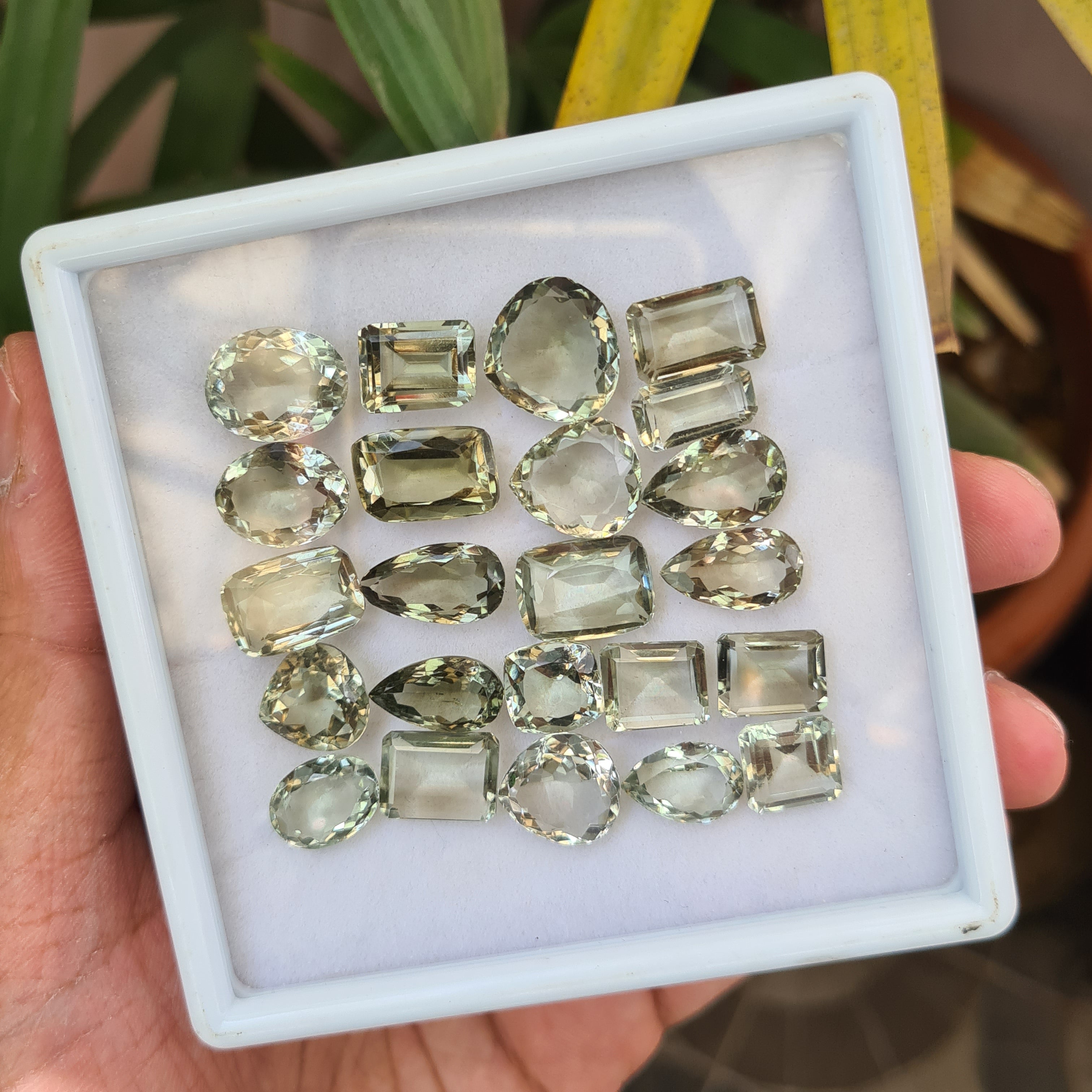 23 Pieces Natural Green Amethyst Faceted Gemstone Mix Shape | Size: 10-15mm - The LabradoriteKing