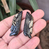 Load image into Gallery viewer, 2 Pieces Natural Tourmaline Leaf Carved Gemstone Size: 49x14 | 62 Cts - The LabradoriteKing