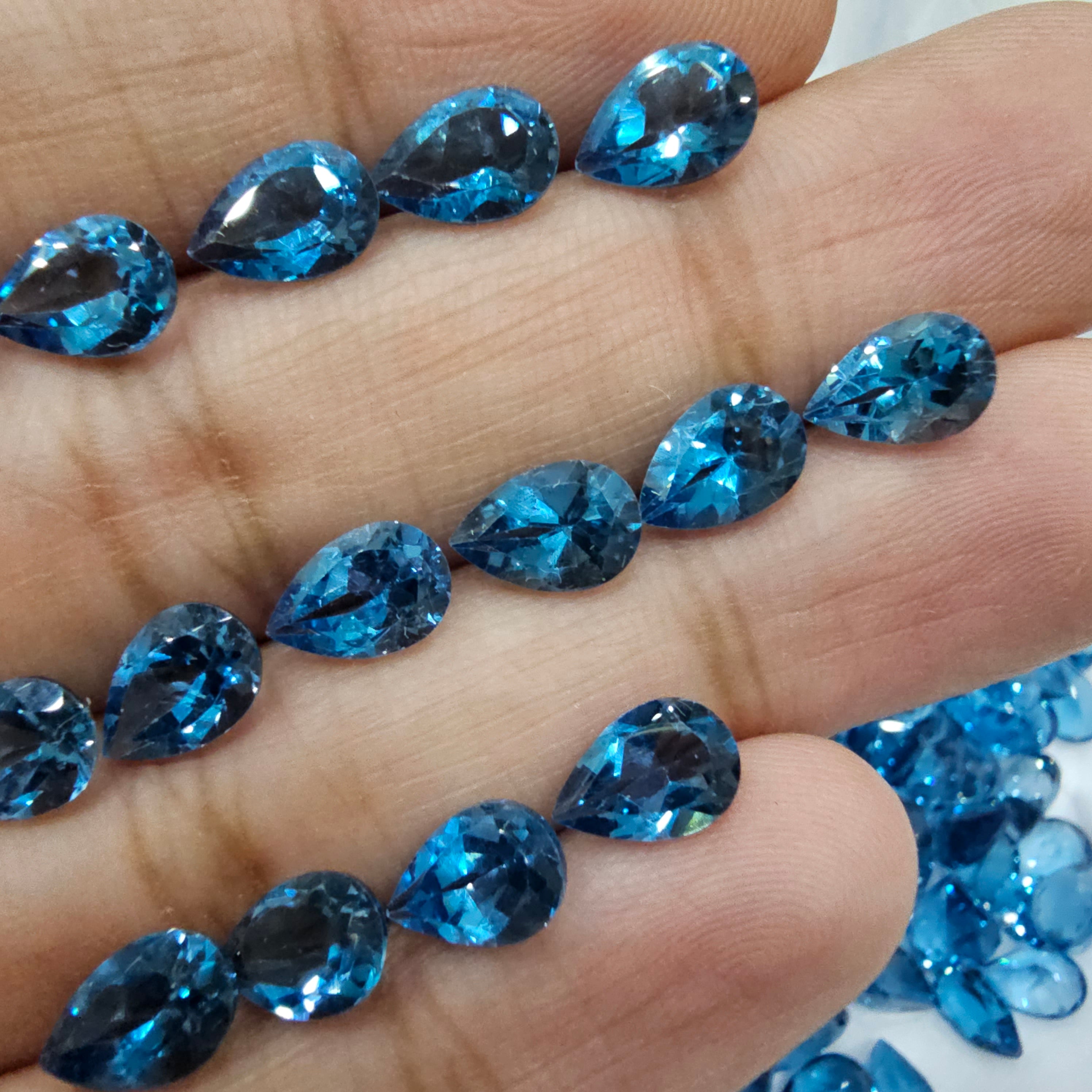 5 Pcs of London Blue Topaz Pears | 9x6mm - The LabradoriteKing