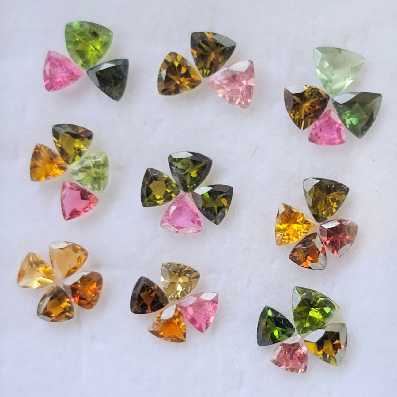 34 Pieces Natural Multi Tourmaline Faceted Gemstones Trillion Shape, 4mm to 5mm - The LabradoriteKing