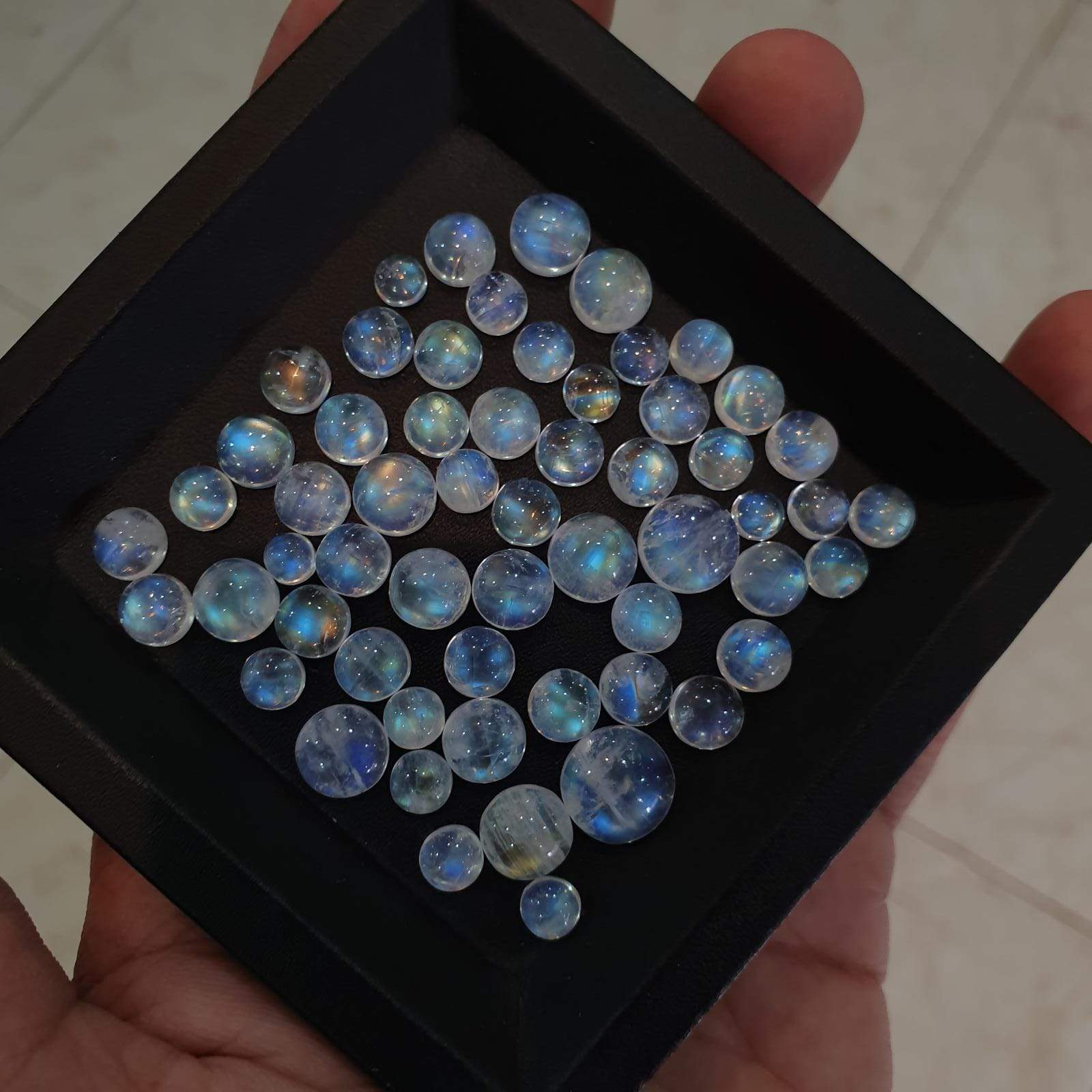 20pcs Moonstone Cabochons Round 6-10mm Lot - The LabradoriteKing