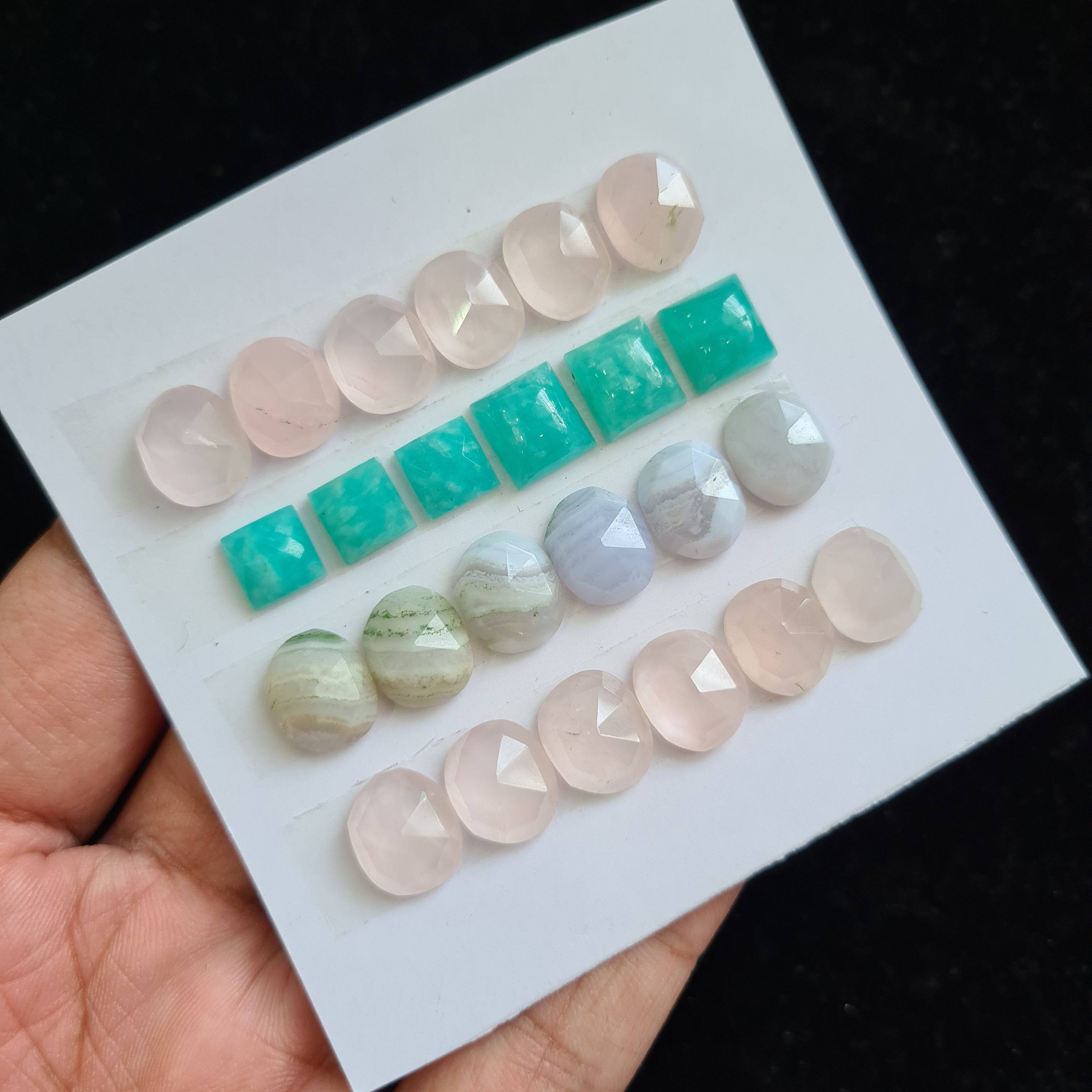 24 Pcs Natural Mix Rosecut Gemstones | Mix Shape, 8-12mm Size, - The LabradoriteKing