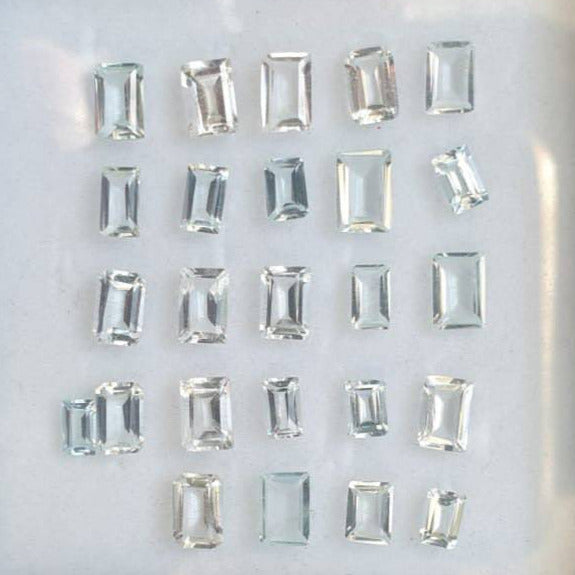 25 Pcs Natural Aquamarine Faceted Gemstones Baguette Shape, 5-6mm - The LabradoriteKing