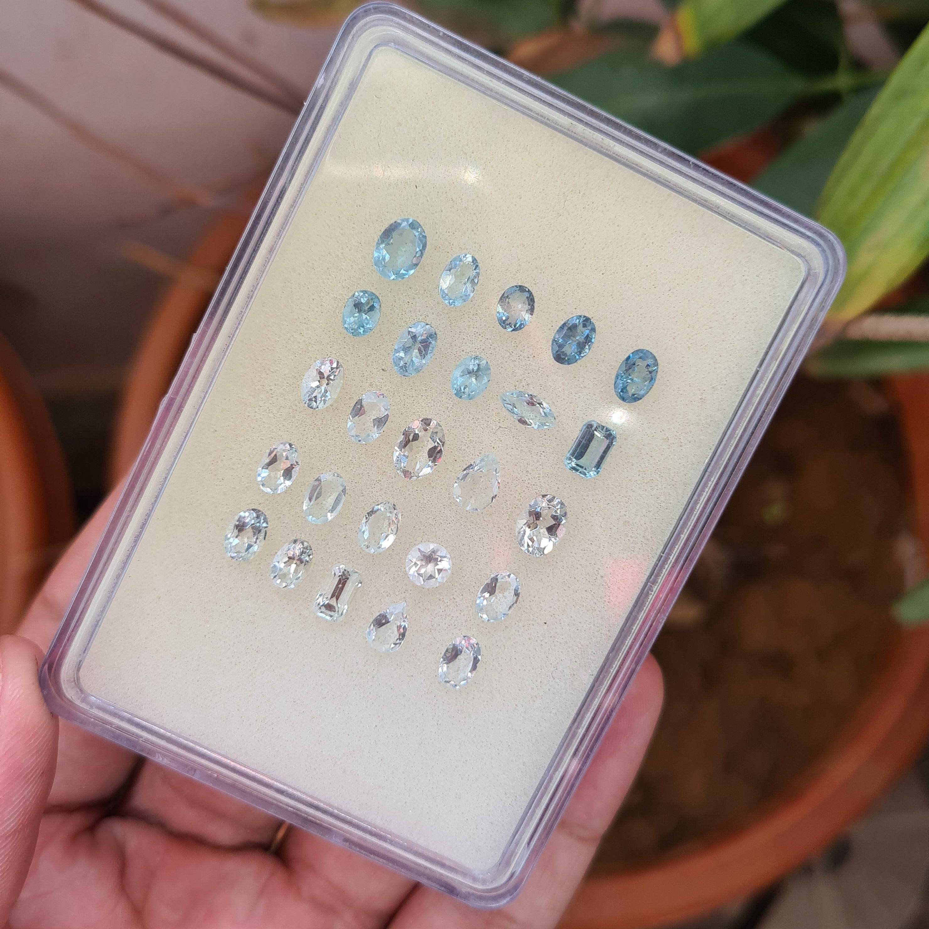 25 Pcs Natural Aquamarine Faceted Gemstones | Mix Shape, 5-7mm Size, - The LabradoriteKing