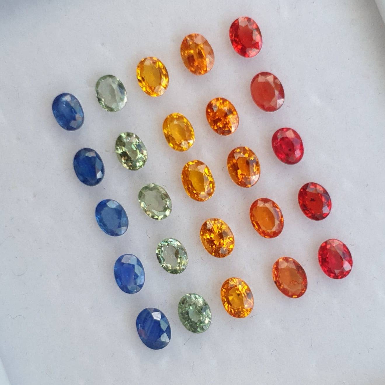 25 Pcs Natural Multi Sapphire Faceted Gemstones Oval Shape, 4x3mm - The LabradoriteKing
